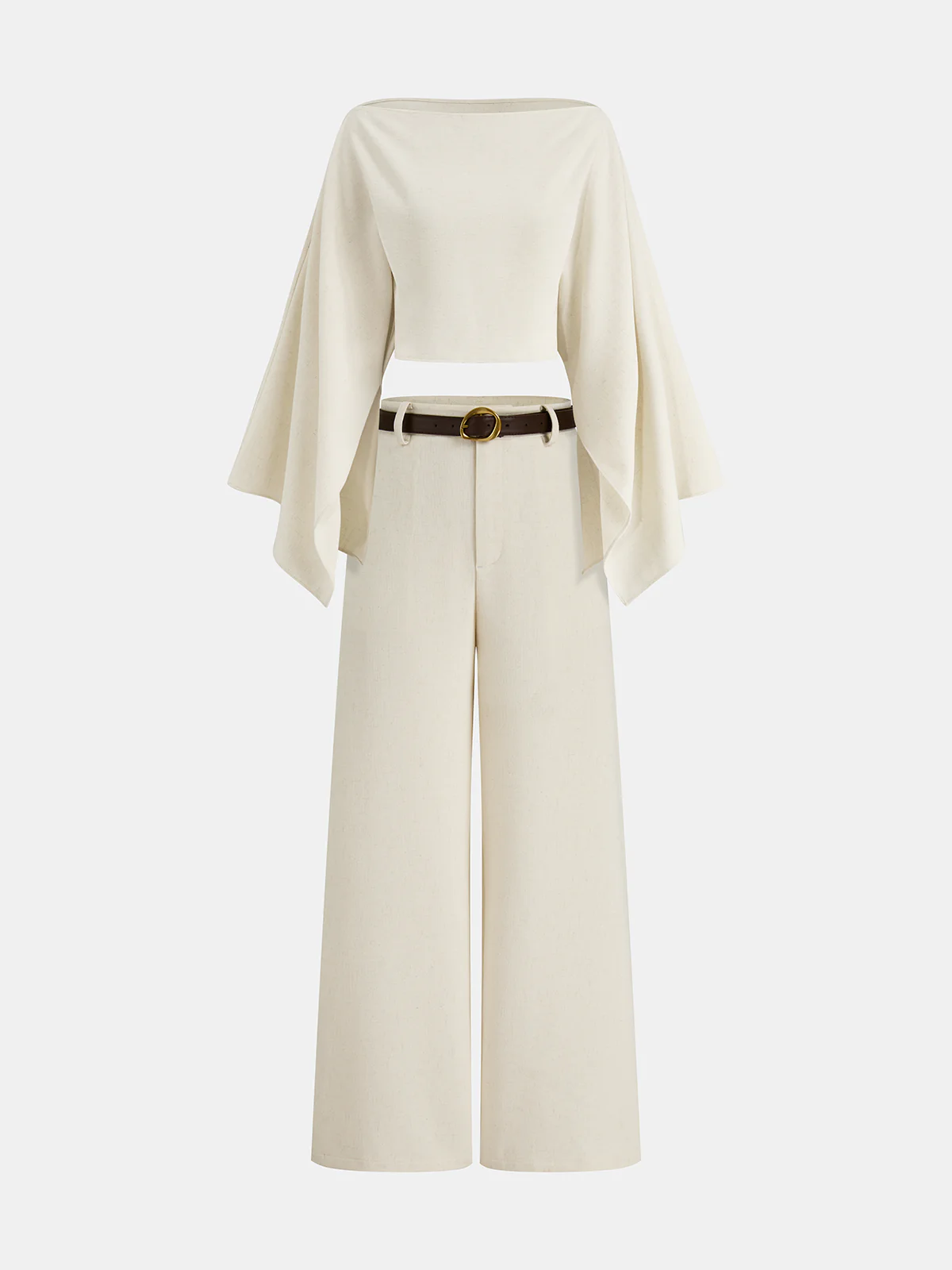 Belted Linen-Blend Wide-Leg Pants - Image 5