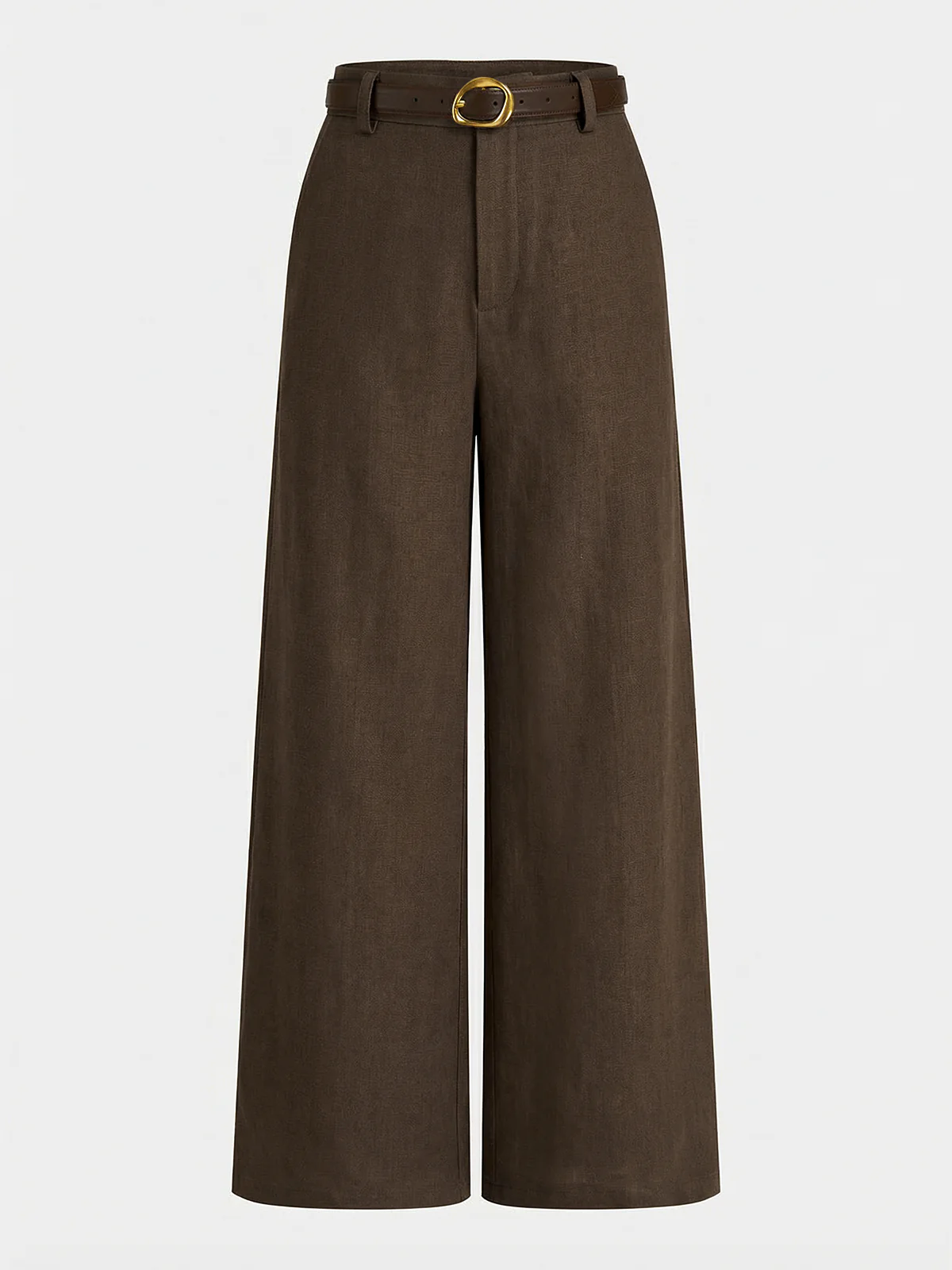 Belted Linen-Blend Wide-Leg Pants - Image 9