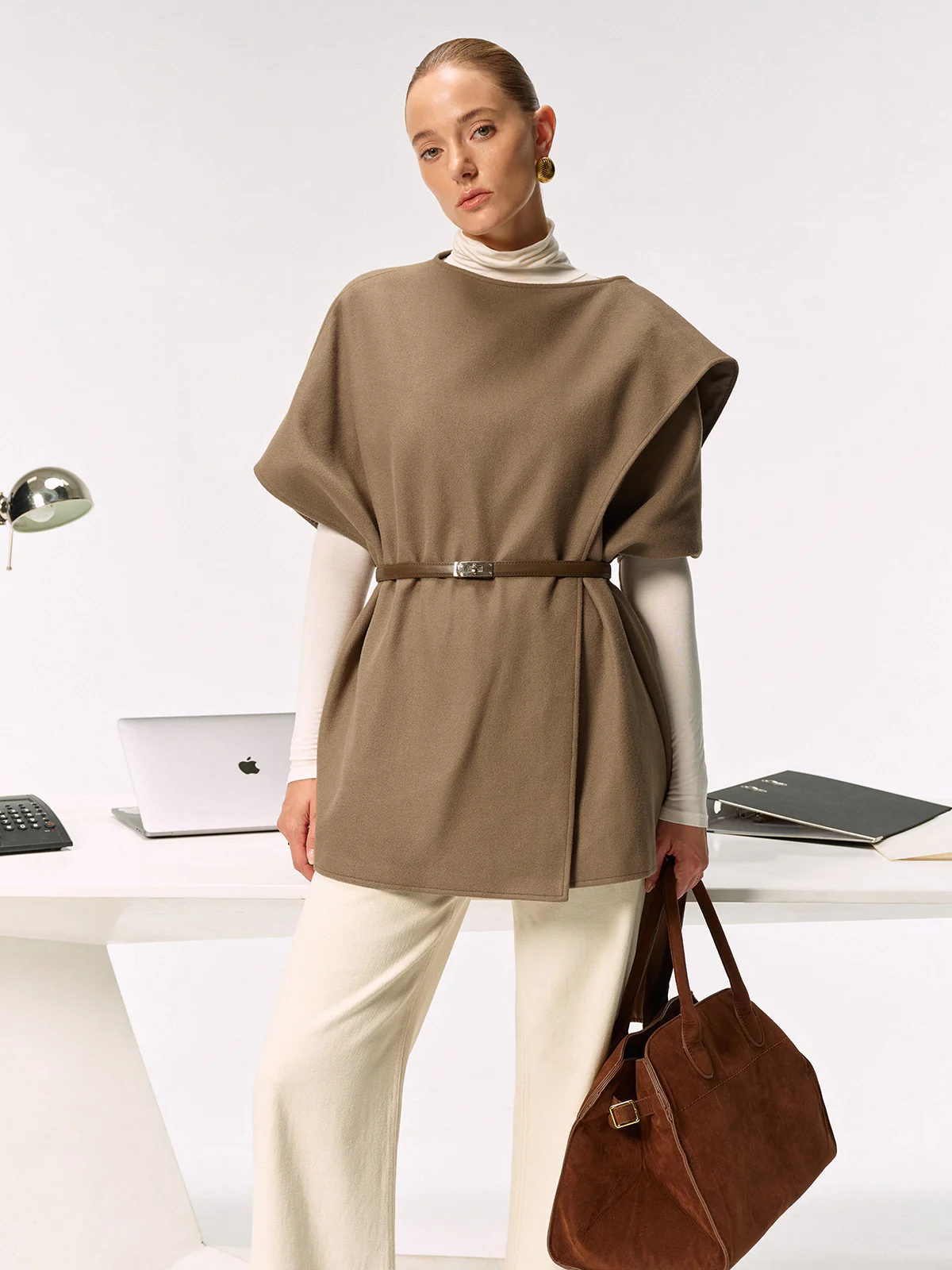 Belted Long Cloak Top - Image 3