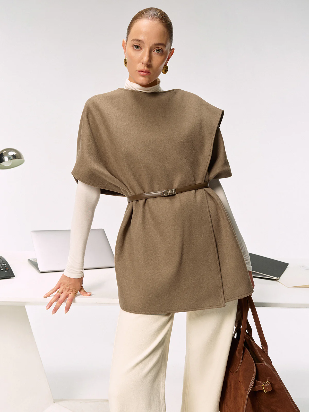 Belted Long Cloak Top - Image 4
