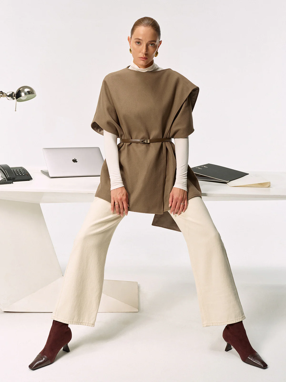 Belted Long Cloak Top - Image 5