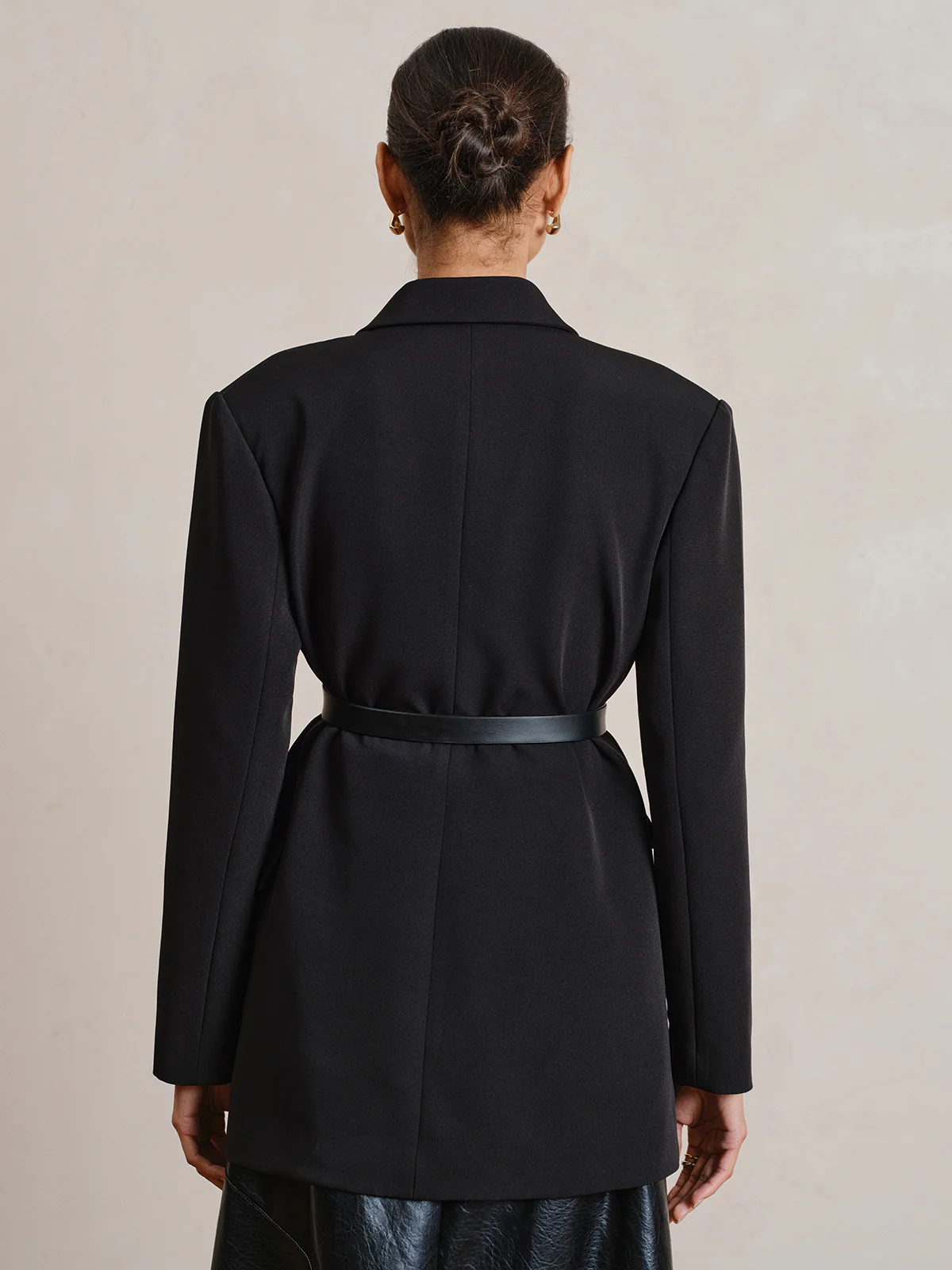 Belted Long Sleeve Lapel Blazer - Image 6