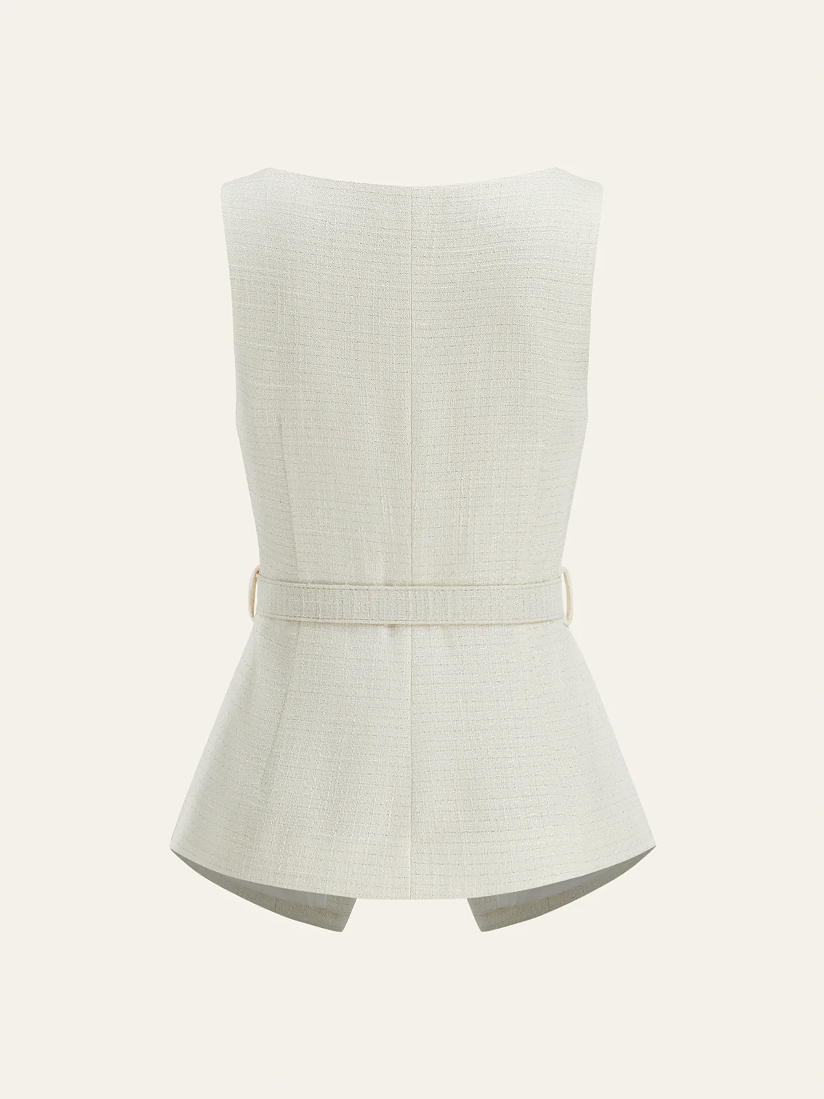 Belted Metal Button Sleeveless Vest - Image 3