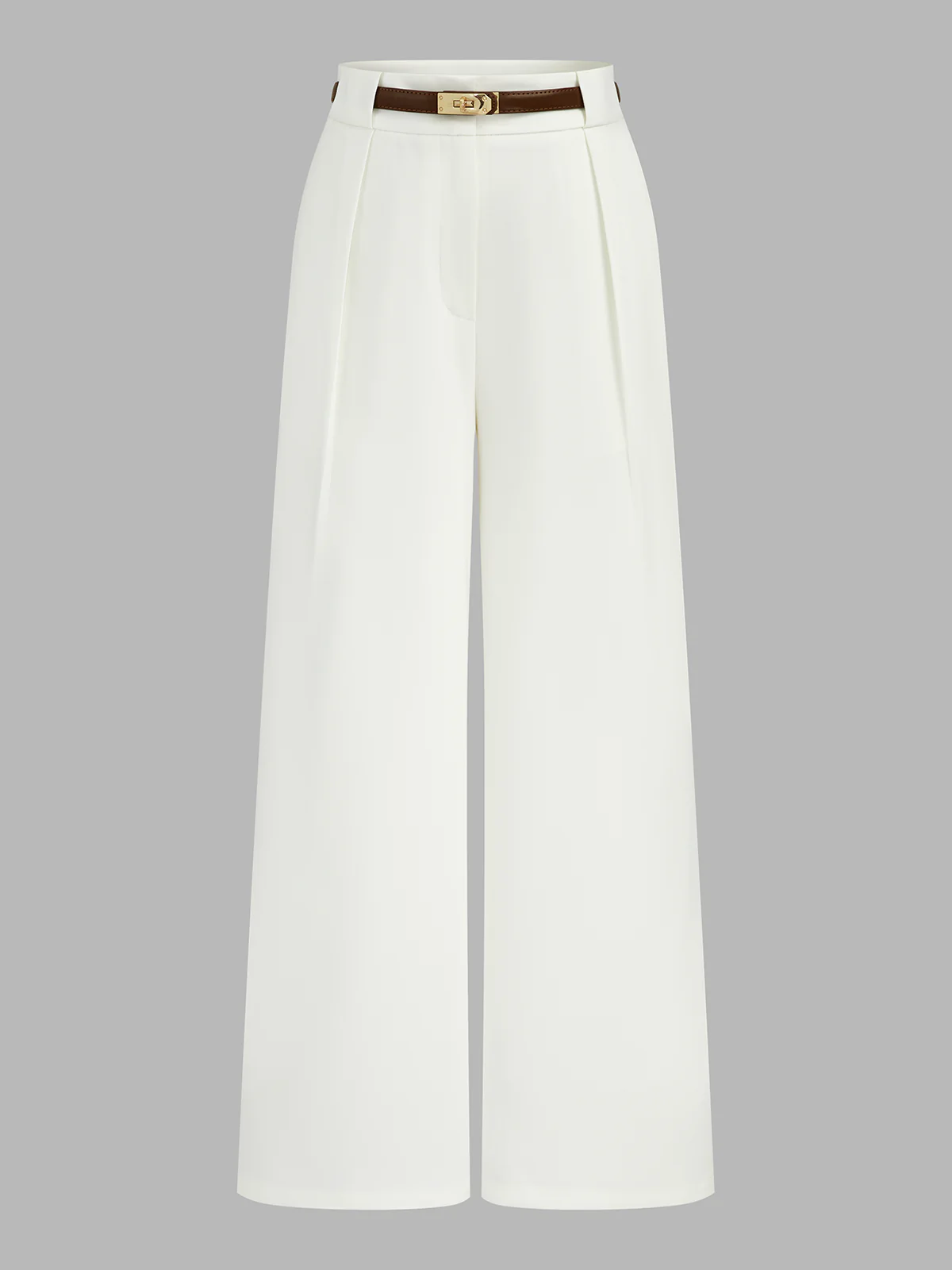 Belted Mid Waist Wide Leg Pants