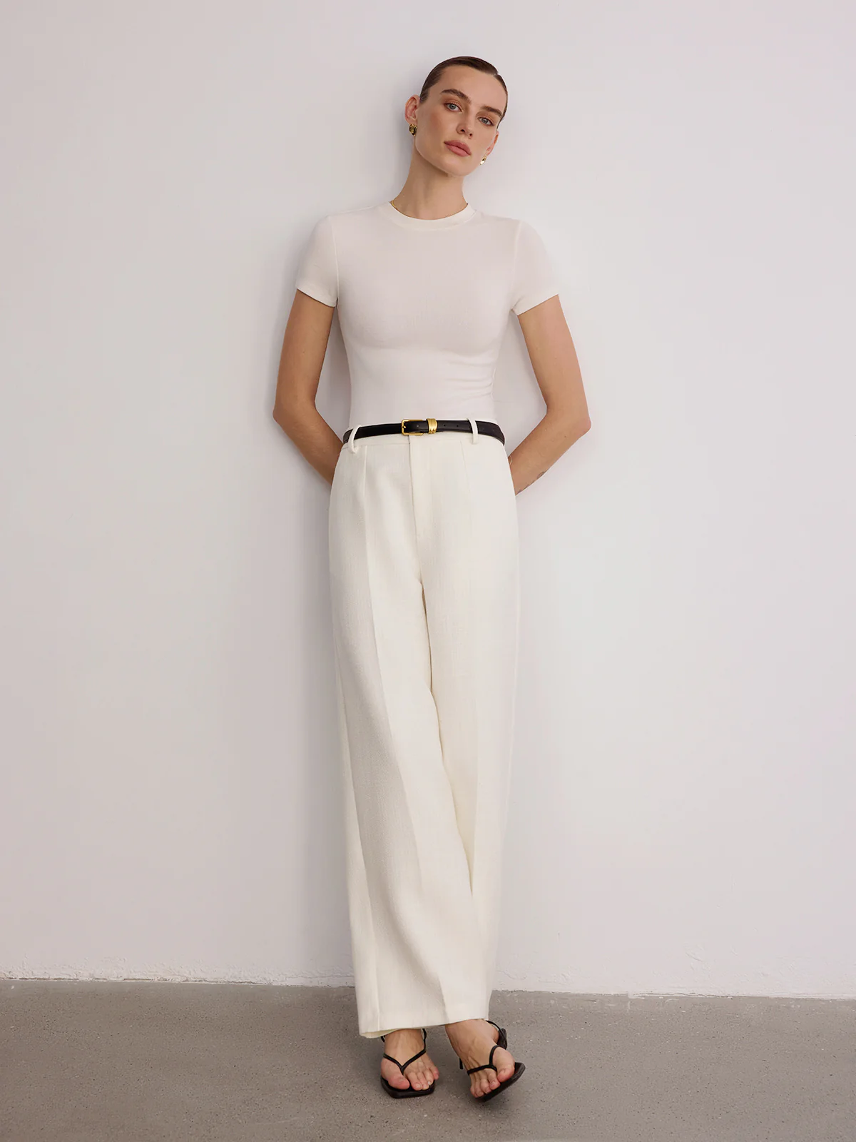 Mid-Waist Wide-Leg Pants without Belt - Image 4