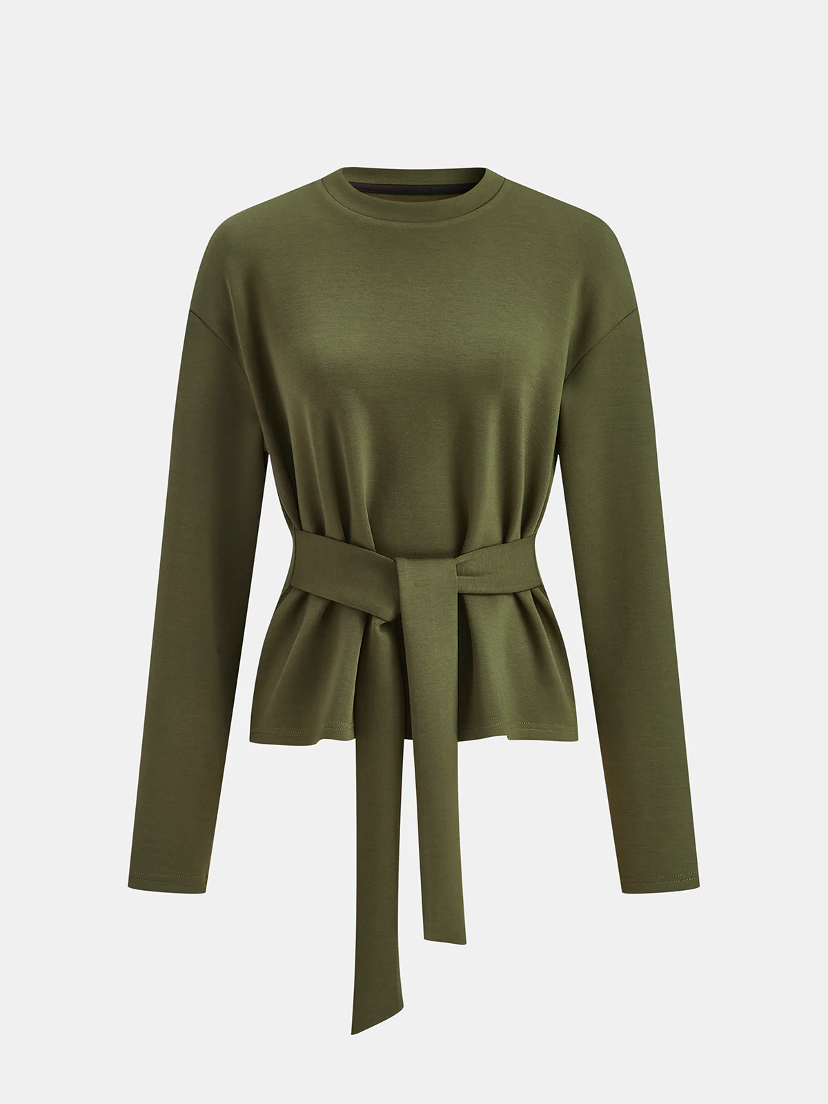 Belted Peplum Top & Wide-Leg Pants Set - Image 2