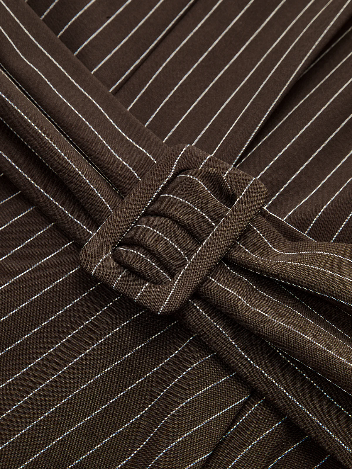 Belted Pinstripe Asymmetric Blouse - Image 3