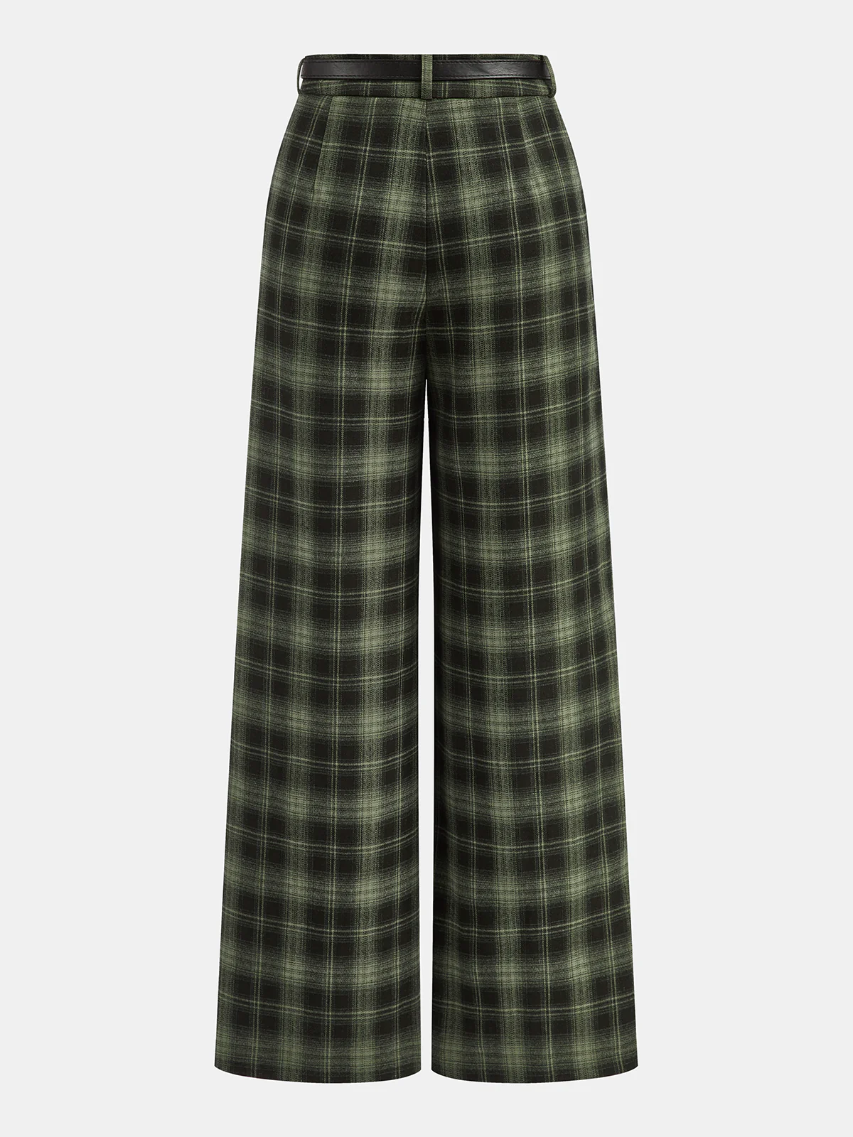 Belted Plaid Straight-Leg Pants - Image 4