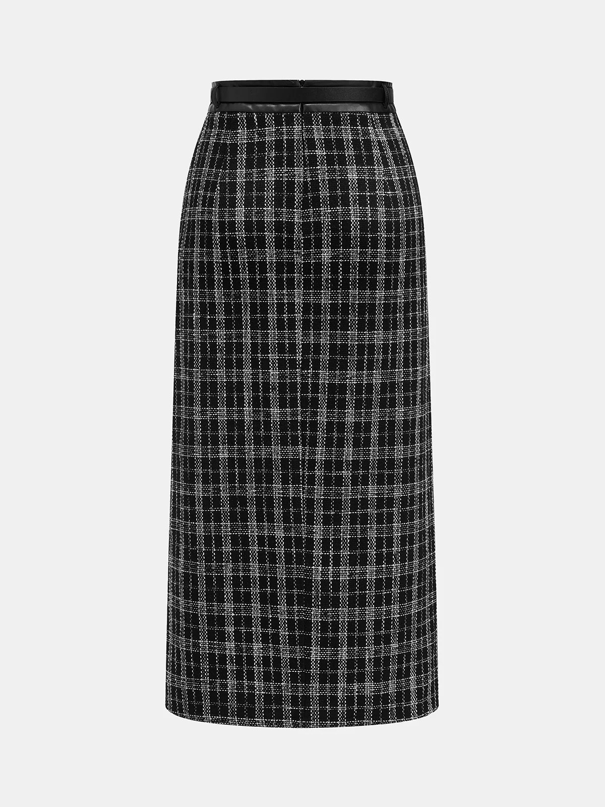 Belted Plaid Tweed Skirt - Image 2