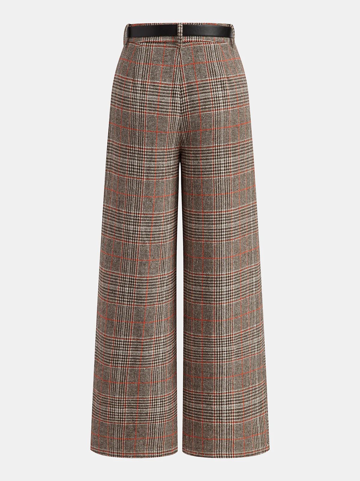 Belted Plaid Tweed Wide-Leg Pants - Image 2