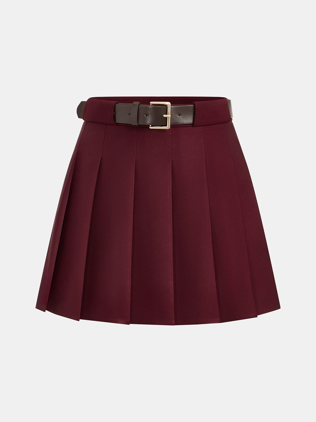 Belted Pleated Mini Skirt