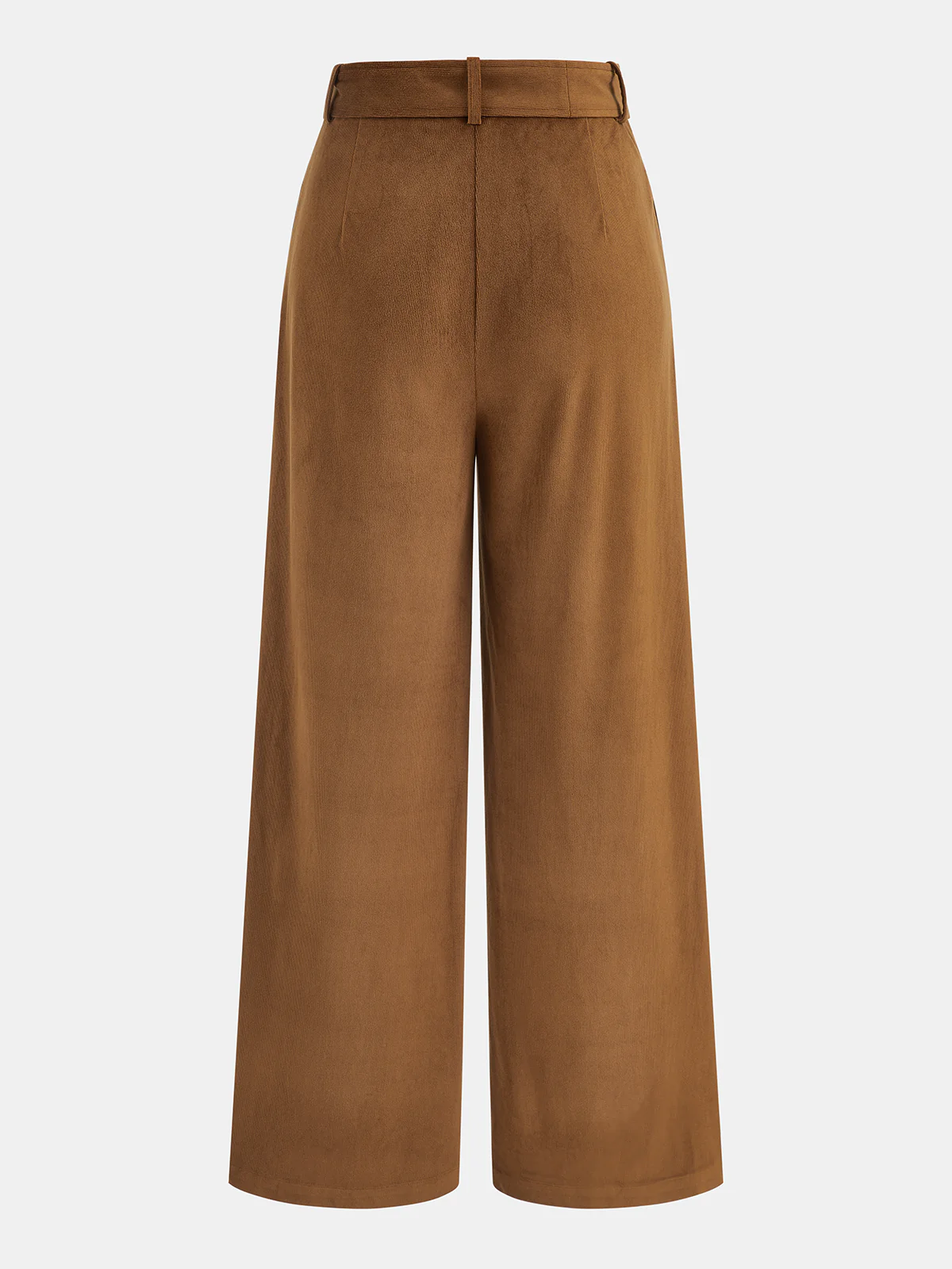 Belted Mid-Waist Corduroy Pleated Pants - Image 2