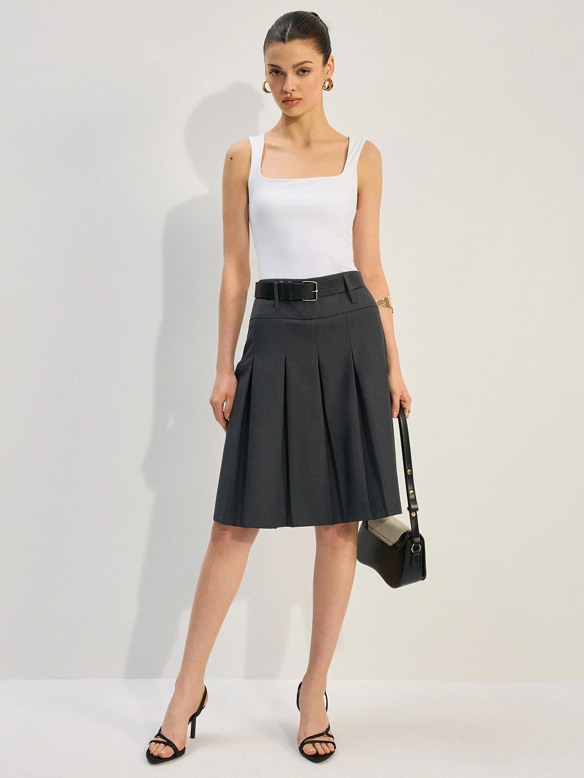 Belted Pleated Skirt - Image 2