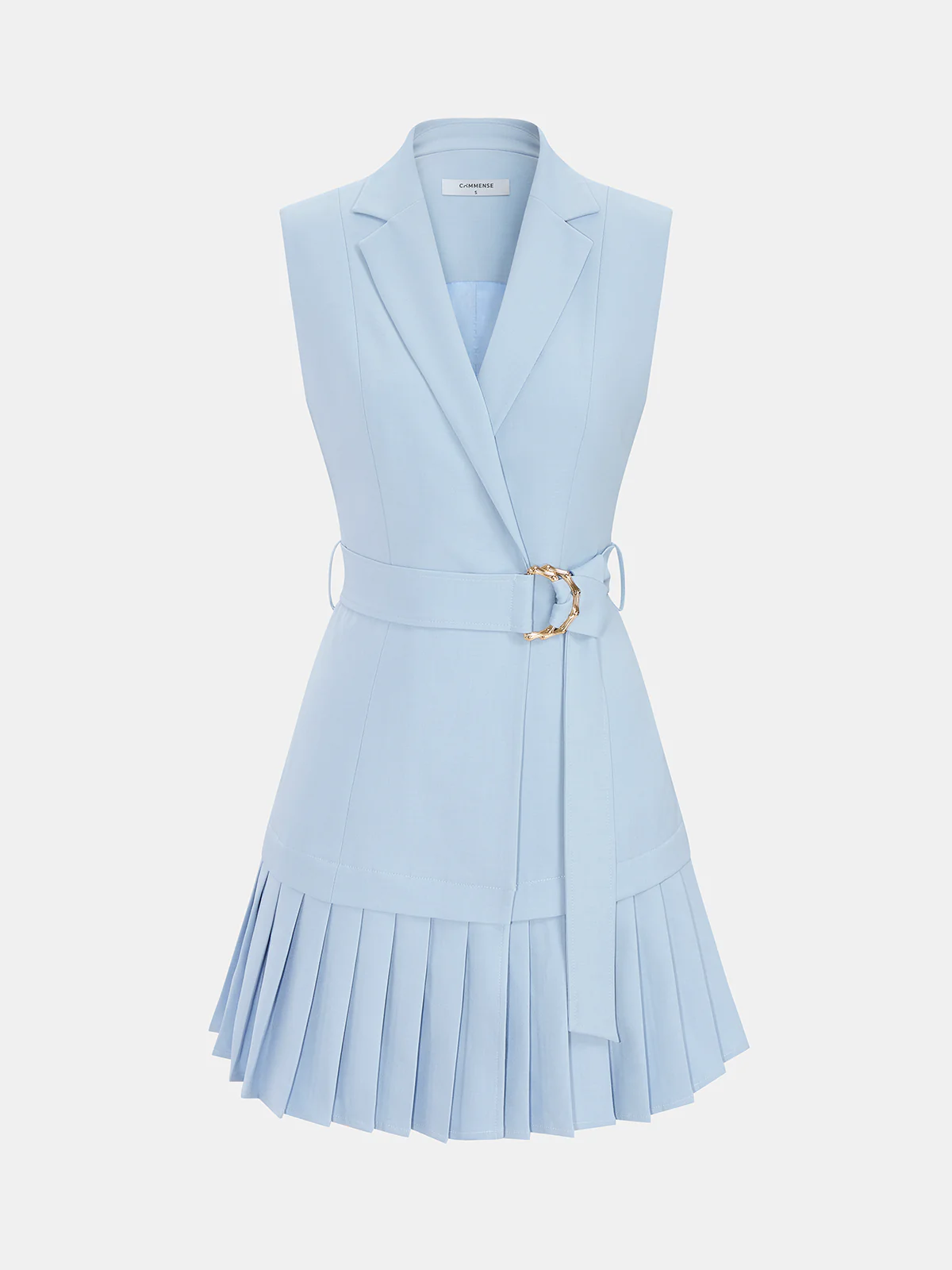 Belted Pleated Sleeveless Blazer Mini Dress - Image 2