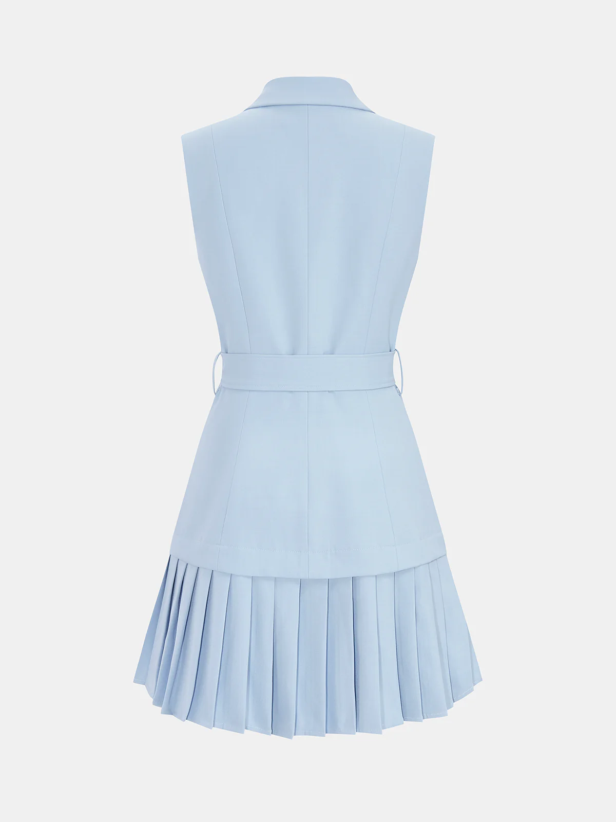 Belted Pleated Sleeveless Blazer Mini Dress - Image 3