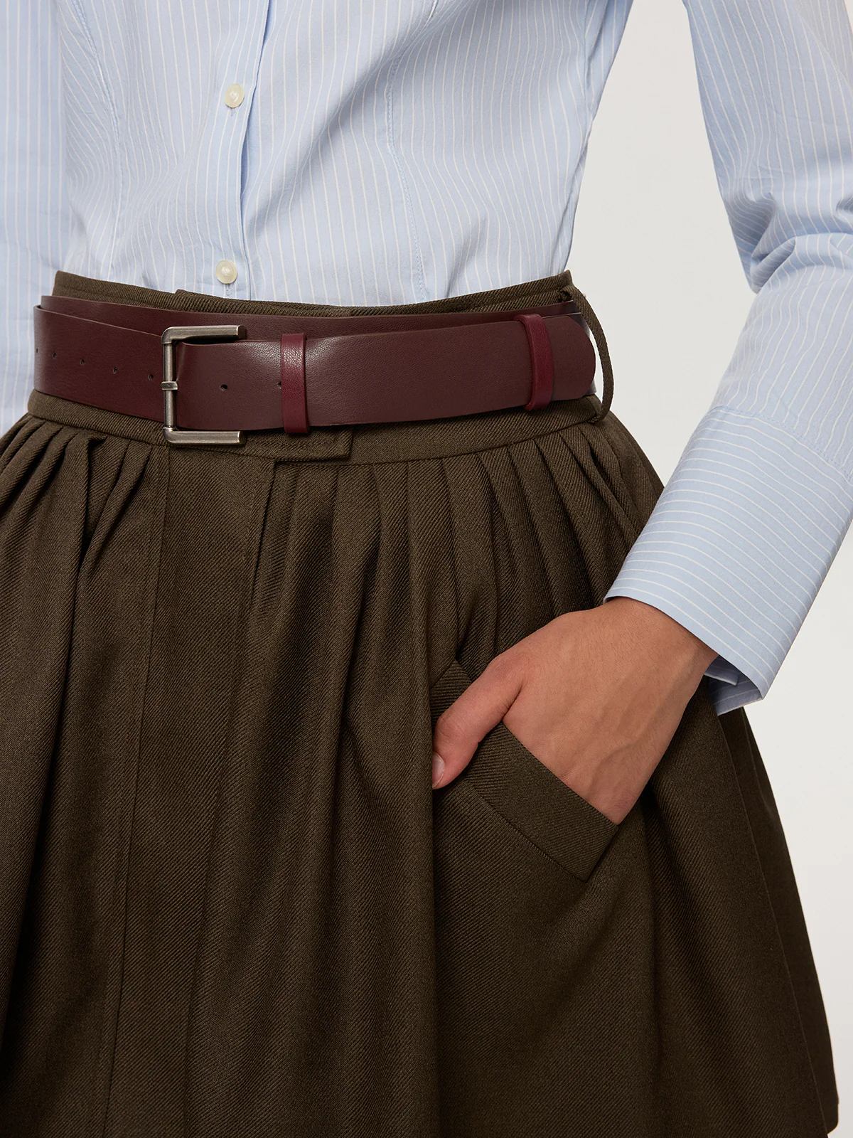 Belted Pocket Pleated Mini Skirt - Image 5