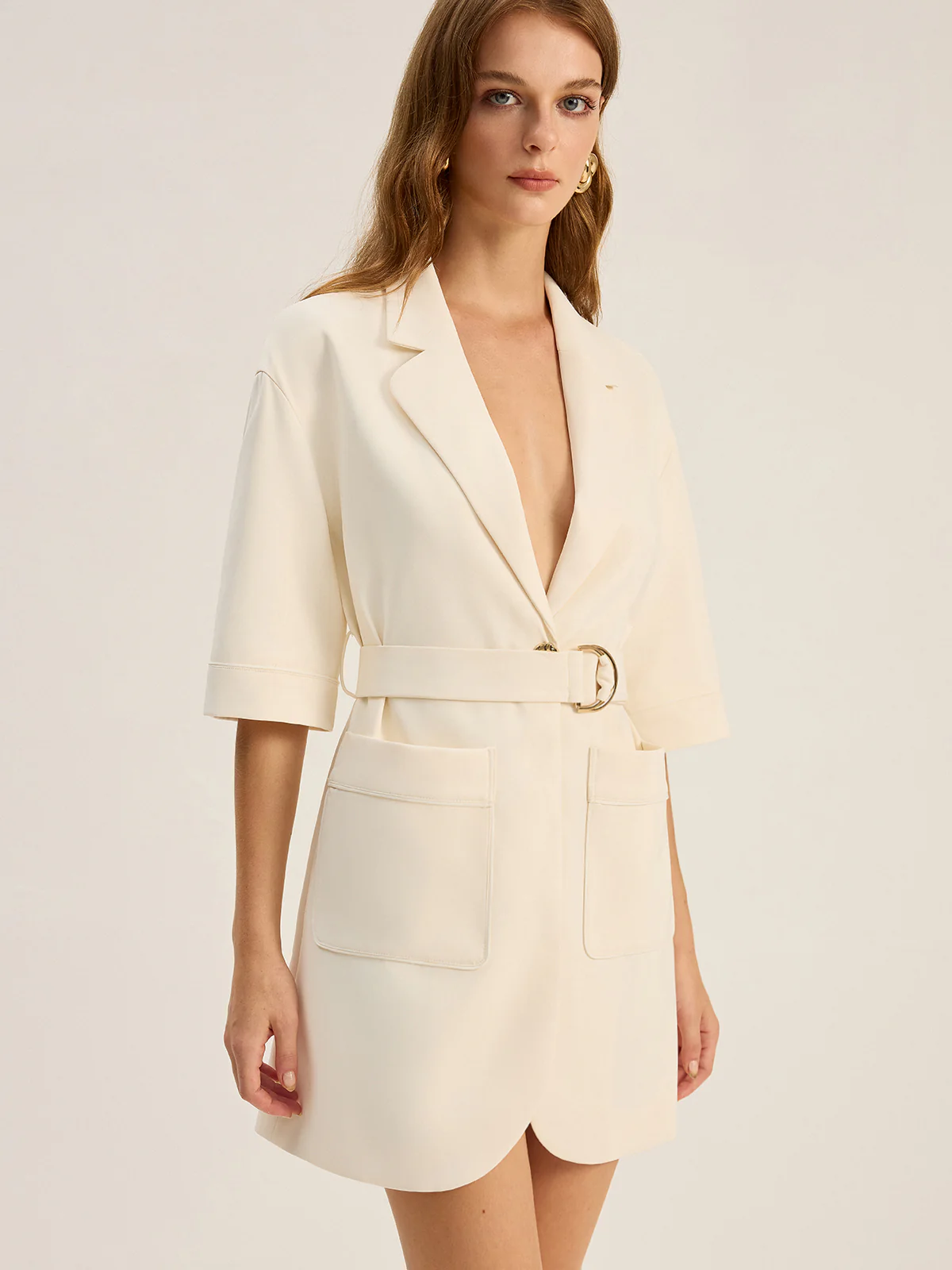 Belted Pocketed Blazer Dress - Image 4