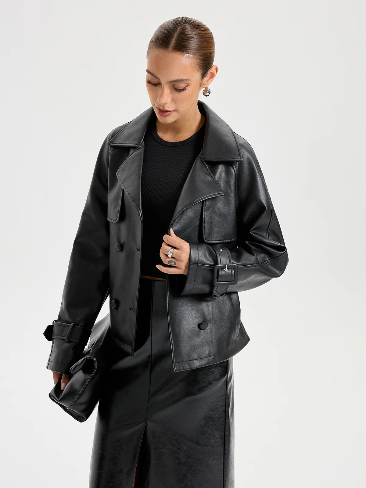 Belted PU Leather Jacket - Image 5