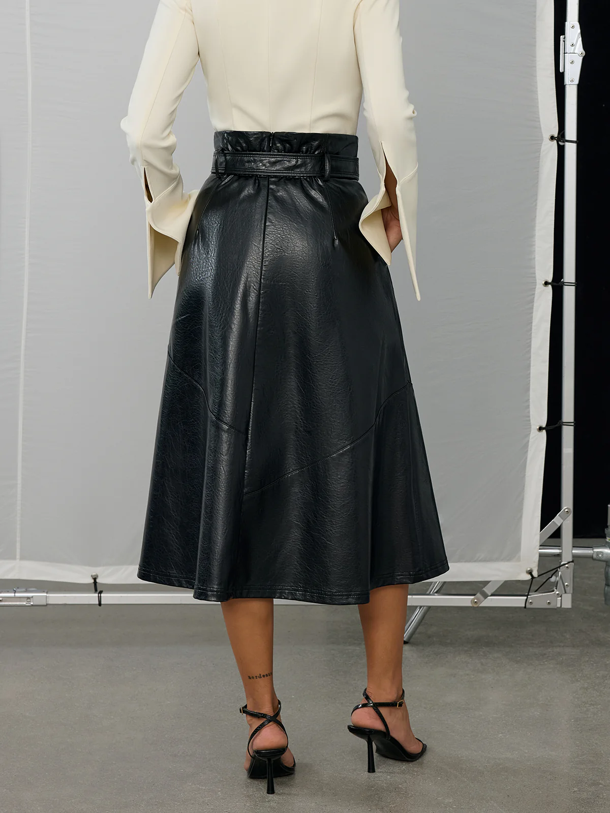 Belted PU Leather Maxi Skirt - Image 6