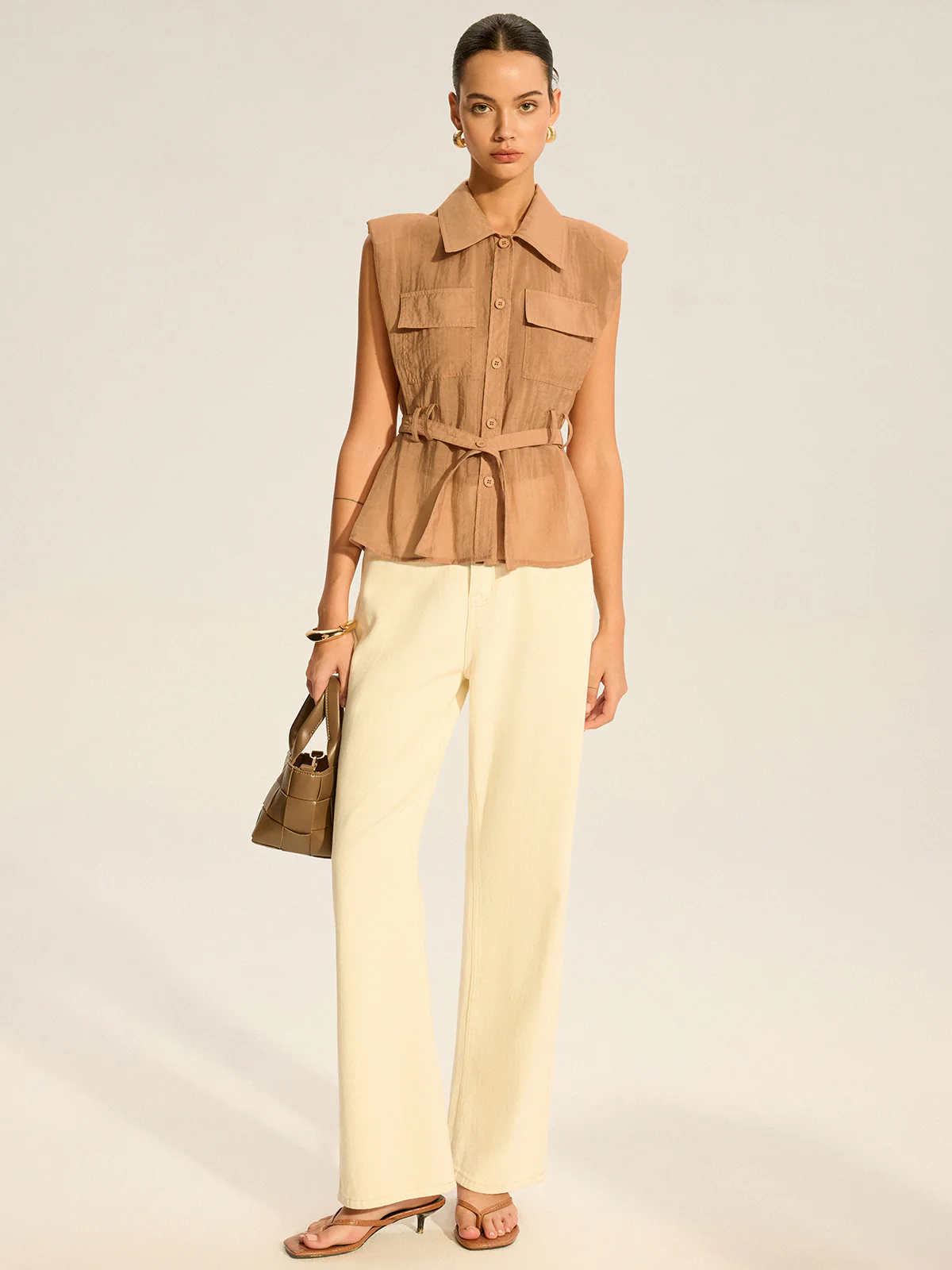Belted Sleeveless Blouse - Image 3