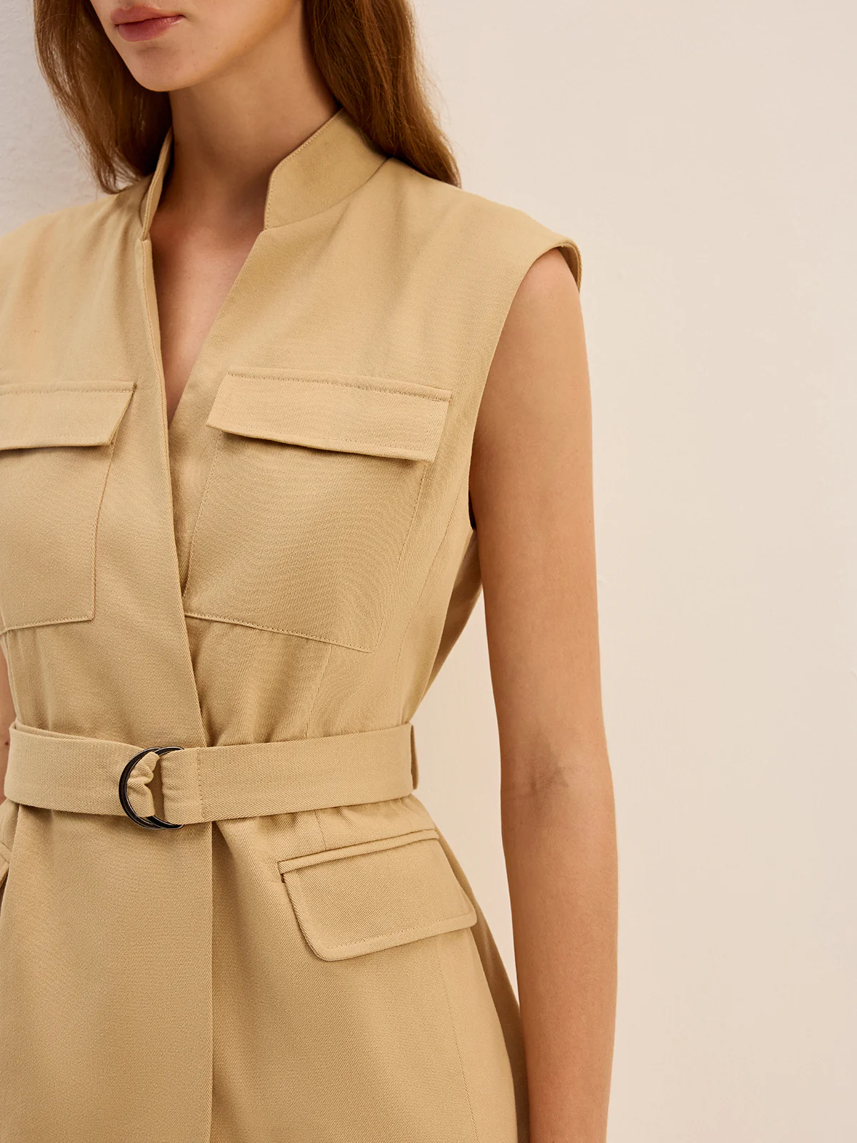 Belted Sleeveless Cargo Vest - Image 2
