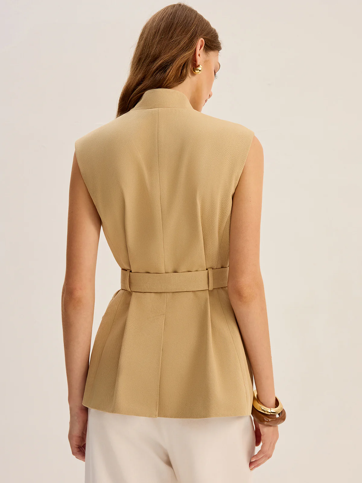 Belted Sleeveless Cargo Vest - Image 5