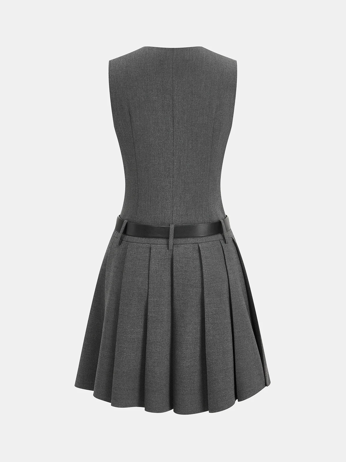 Belted Sleeveless Pleated Blazer Dress - Image 2