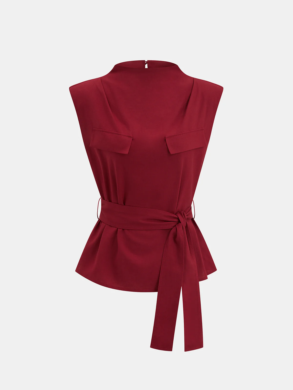 Belted Sleeveless Top & Wide Leg Pants Set - Image 2