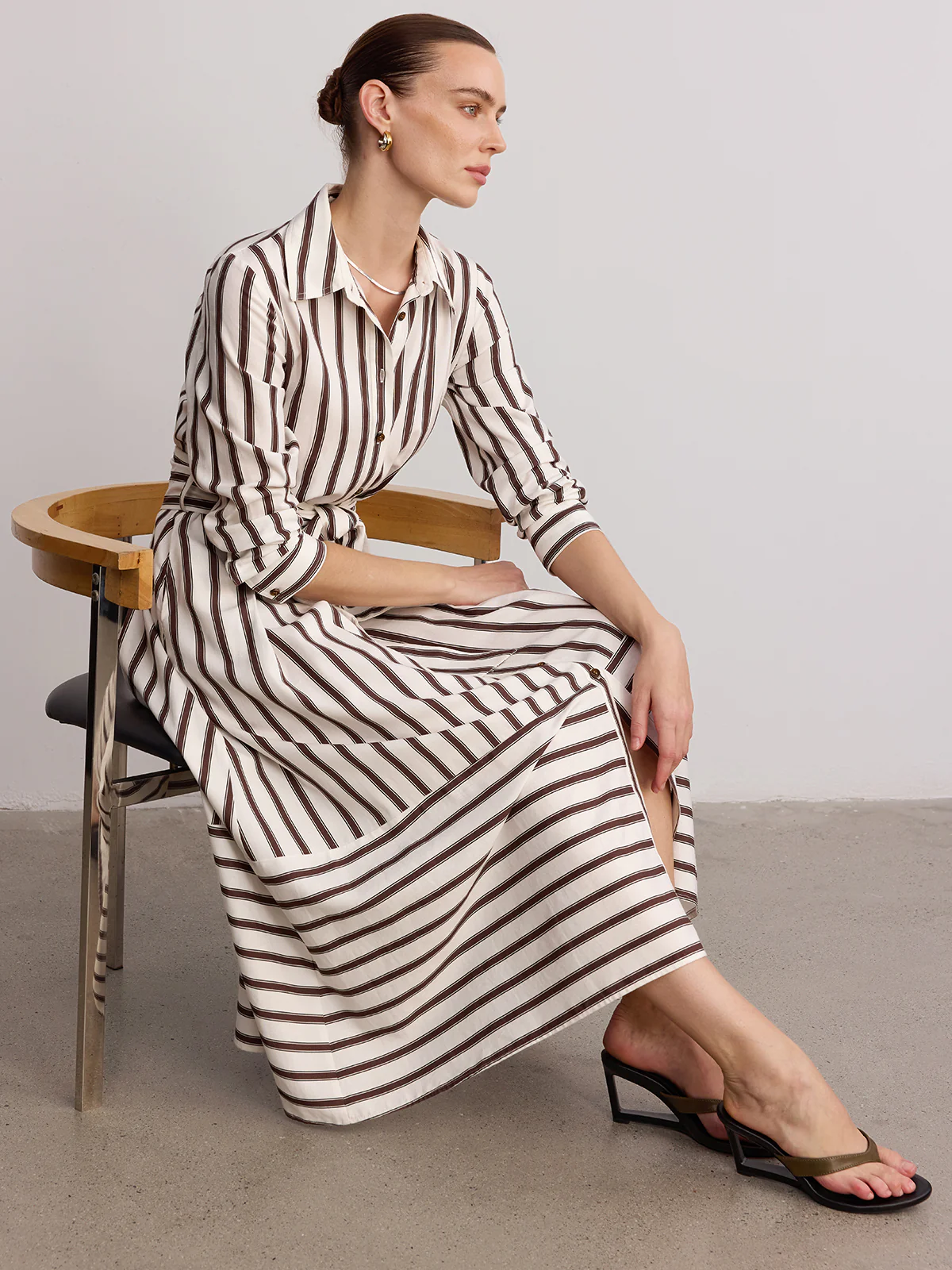 Belted Striped Shirt Dress - Image 2