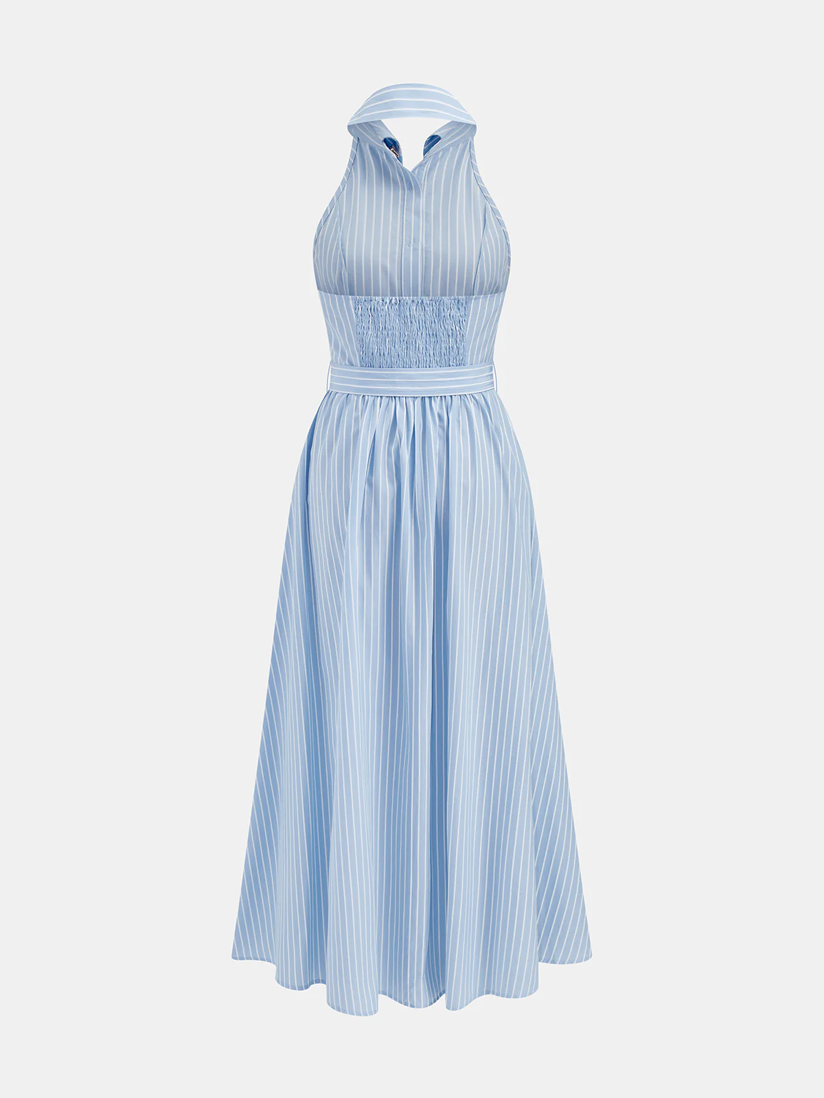 Belted Striped Sleeveless Shirt Dress - Image 3