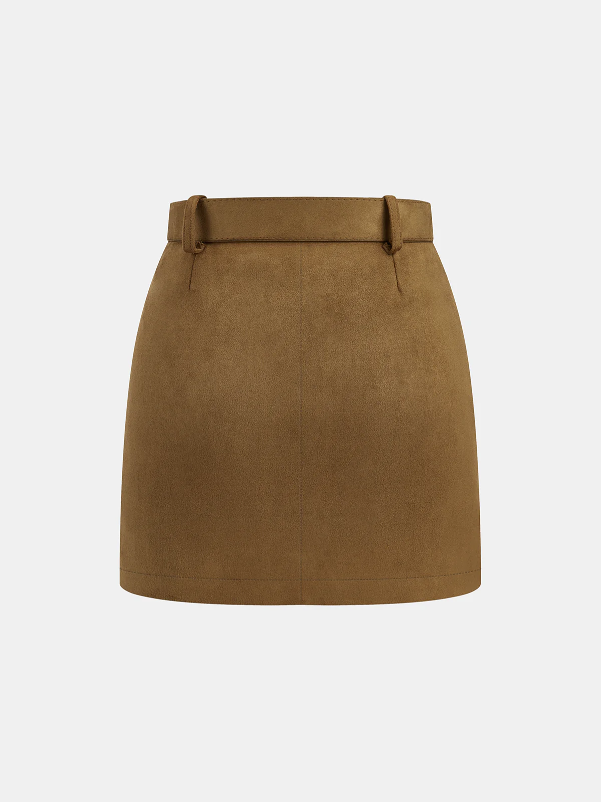Belted Suede Effect Mini Skirt - Image 2