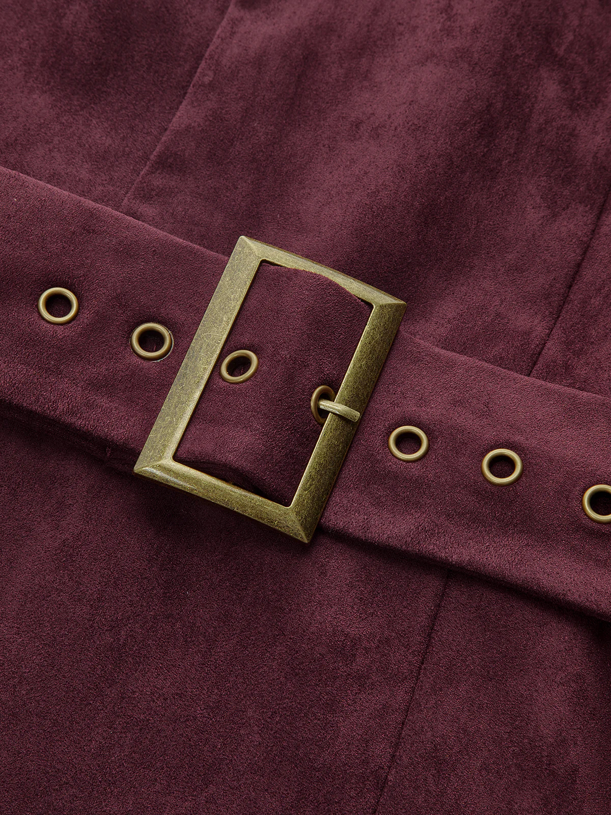 Belted Suede Pleated Mini Dress - Image 3