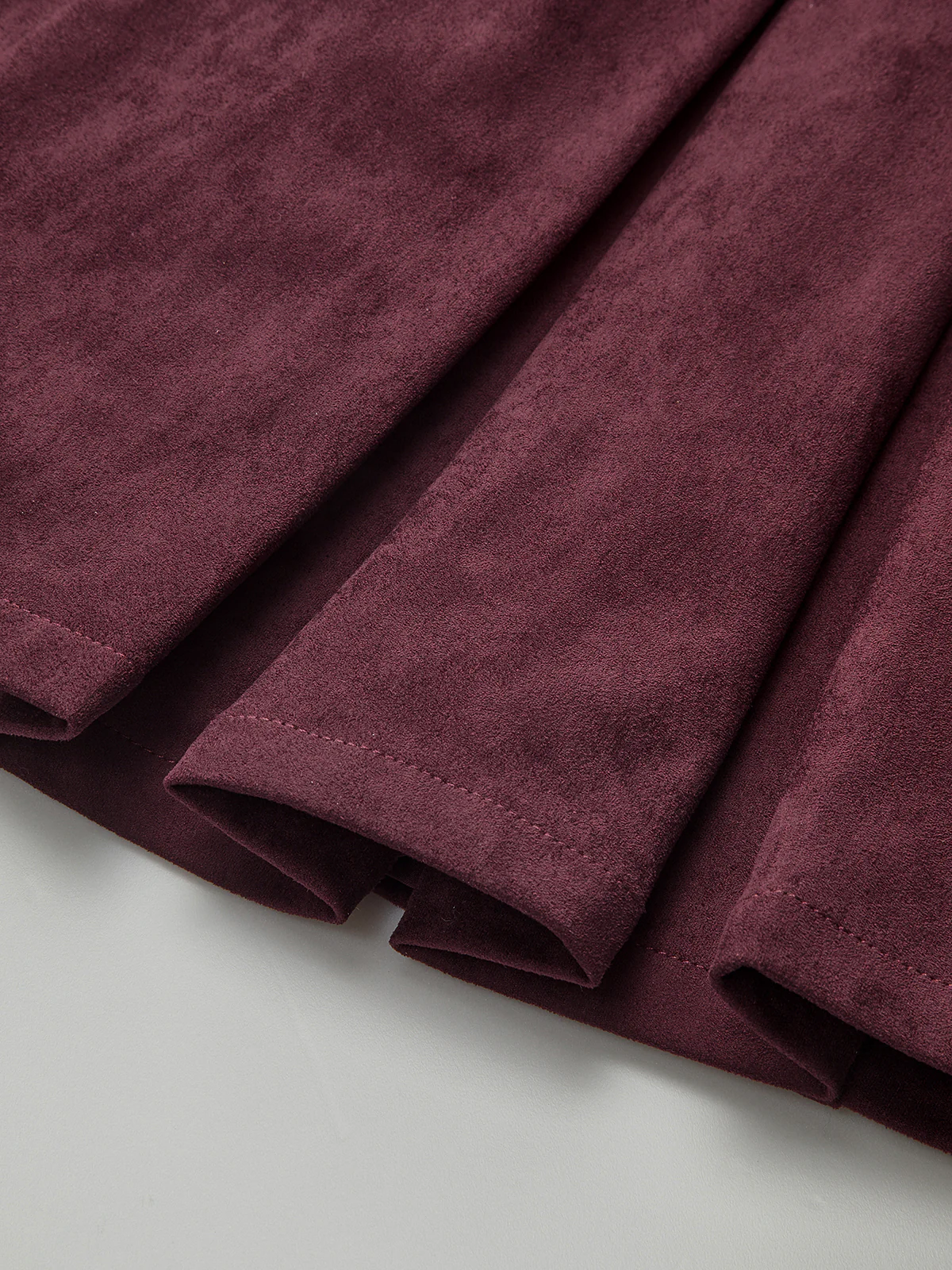 Belted Suede Pleated Mini Dress - Image 4