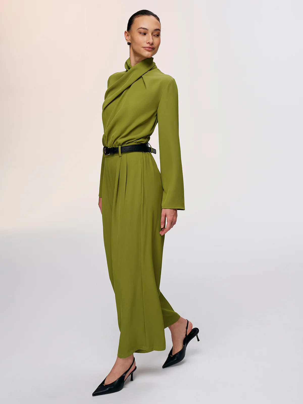 Belted Twist-Neck Wide-Leg Jumpsuit - Image 3