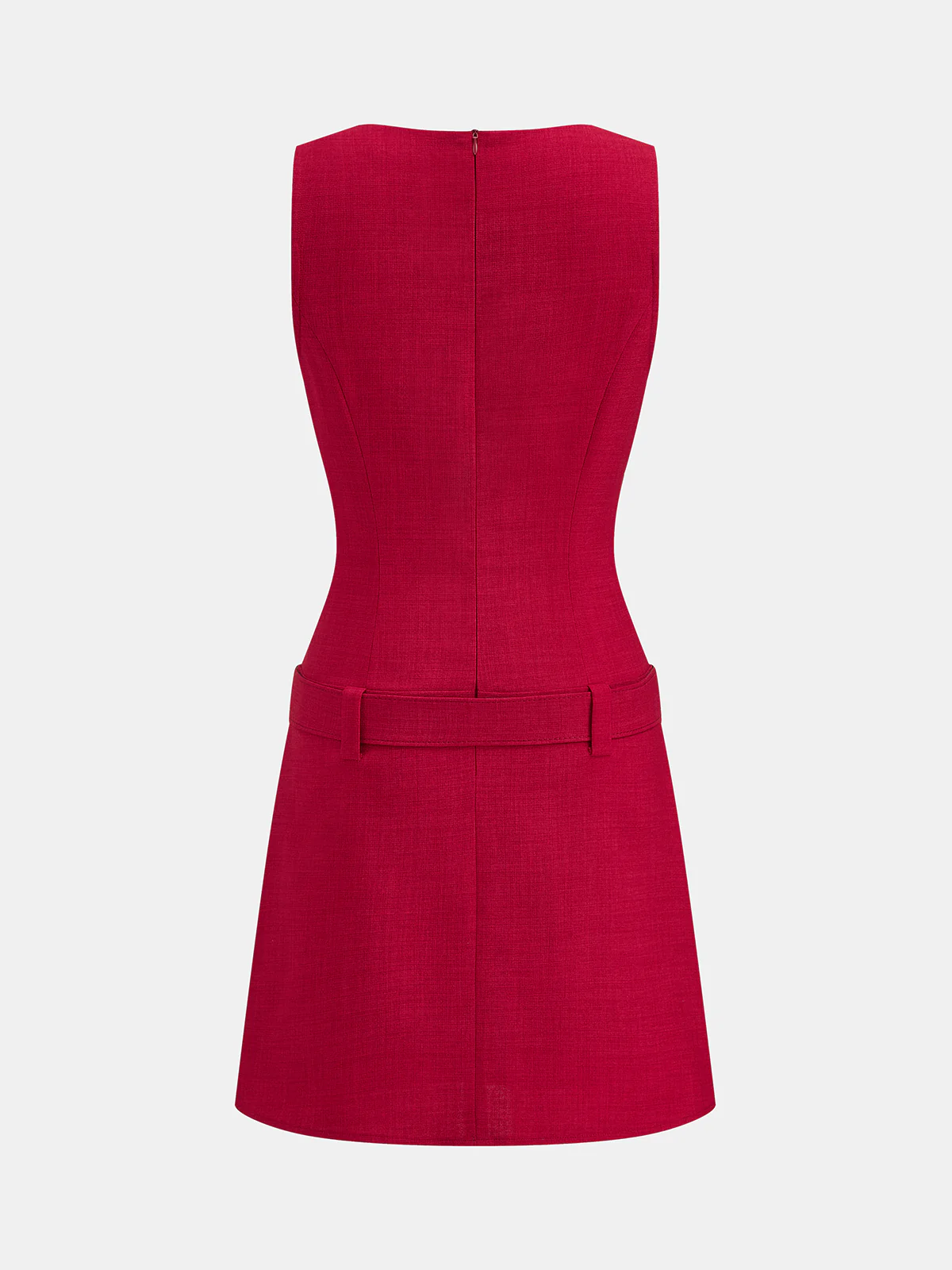 Belted V-Neck Sleeveless Mini Dress - Image 2