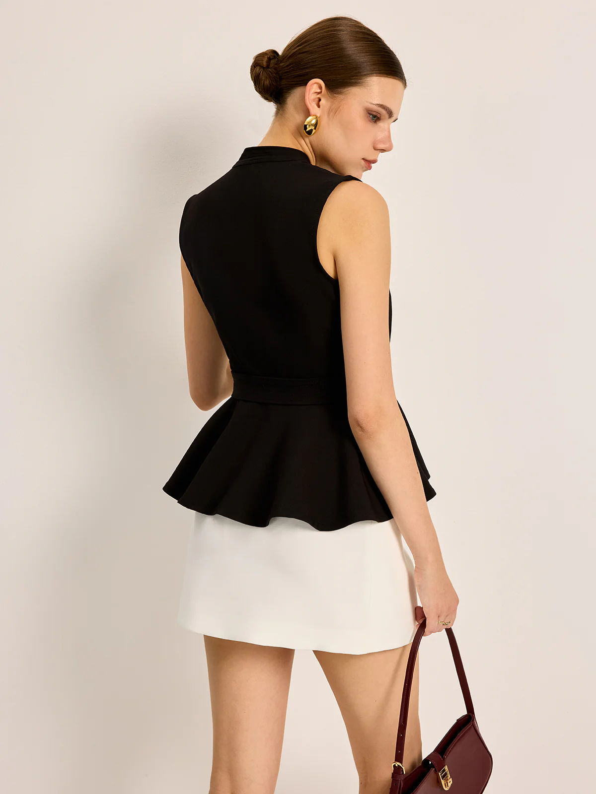 Belted V-Neck Sleeveless Top - Image 2