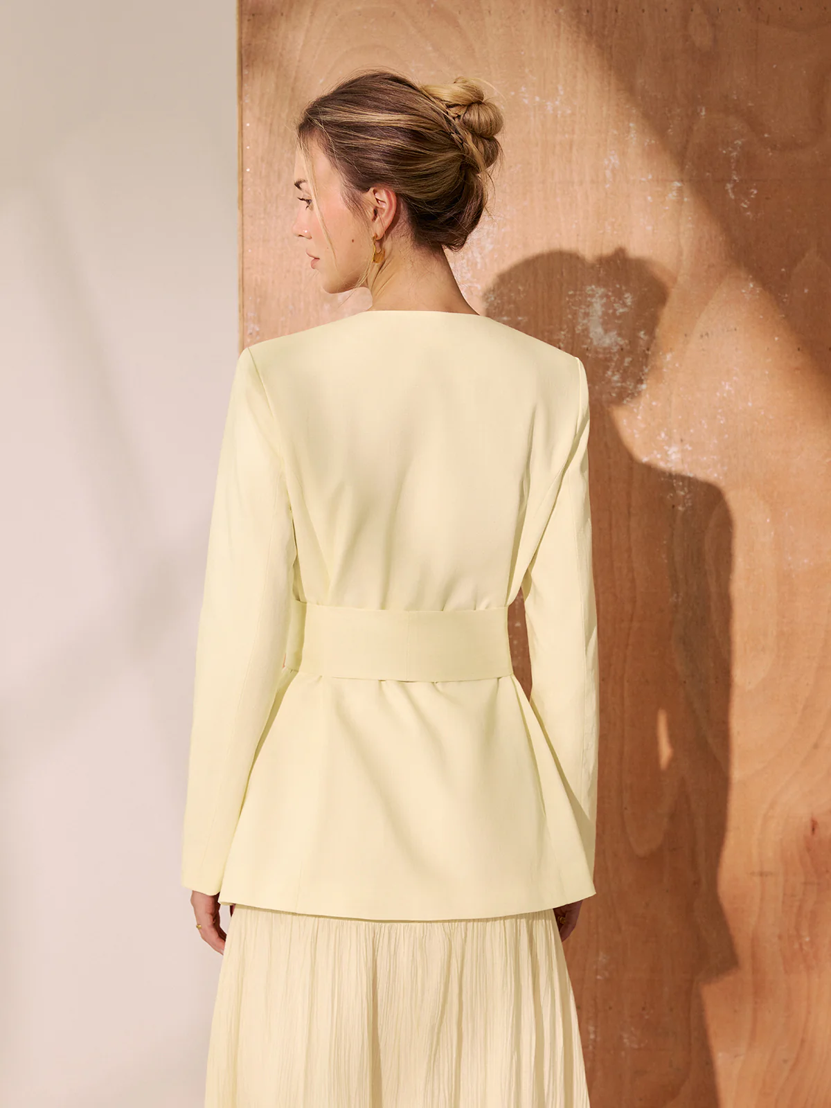 Belted V-Neck Tailored Blazer - Image 6