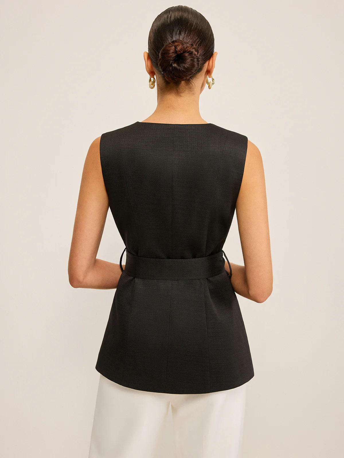 Belted Vest with 3D Sequin Flower Embellishments - Image 6