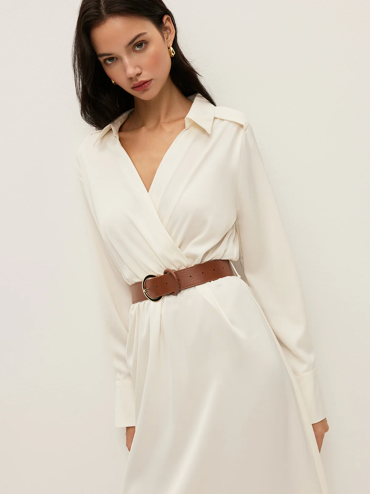 Belted Wrap-Style Shirt Dress - Image 2
