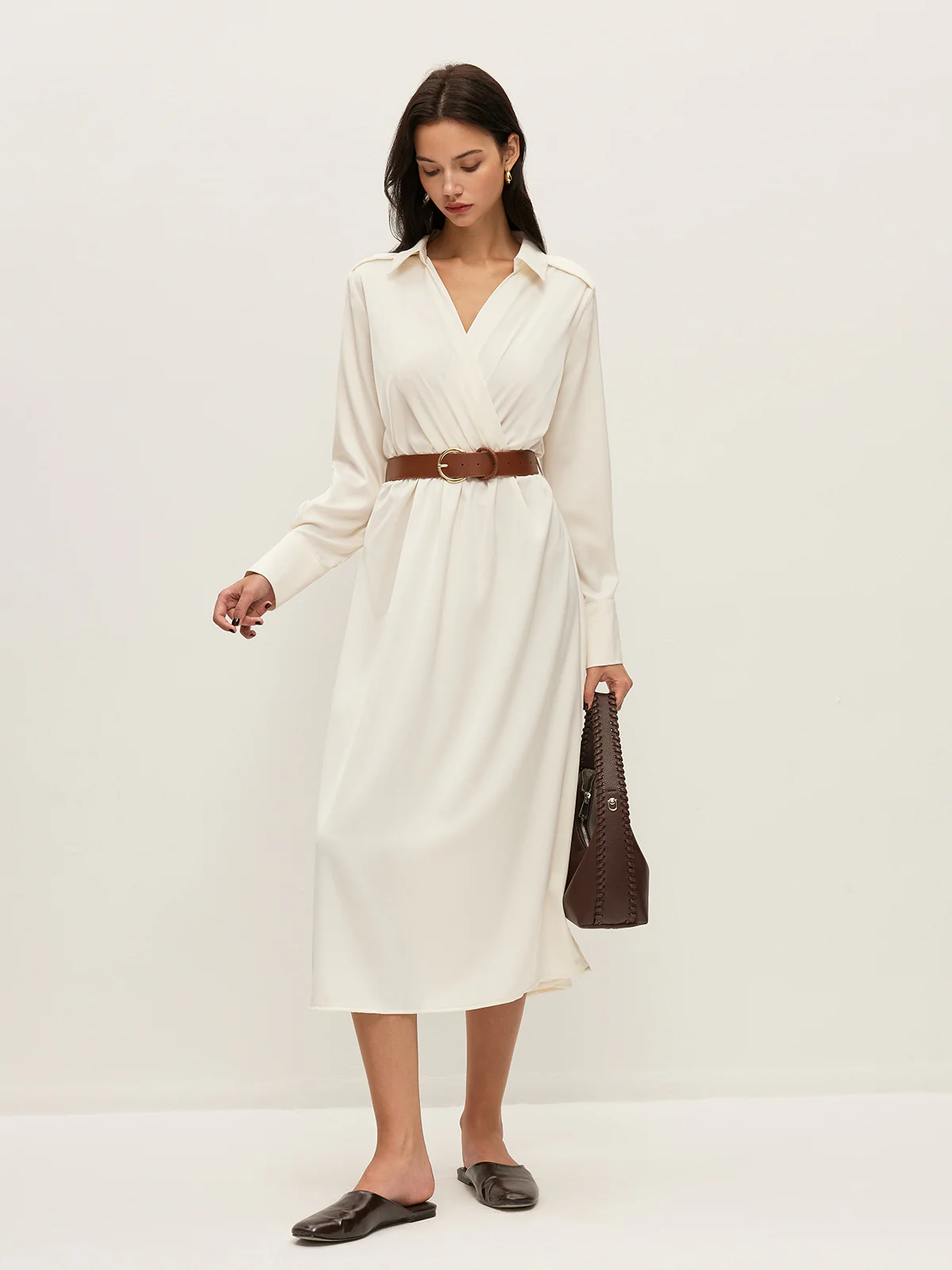 Belted Wrap-Style Shirt Dress - Image 3