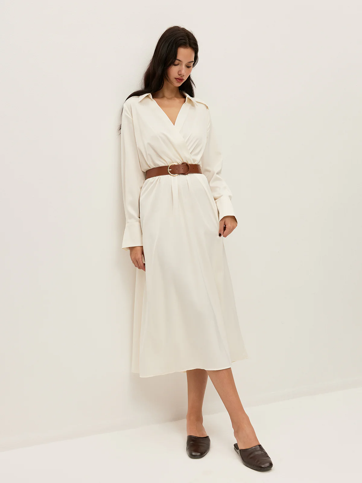 Belted Wrap-Style Shirt Dress - Image 4