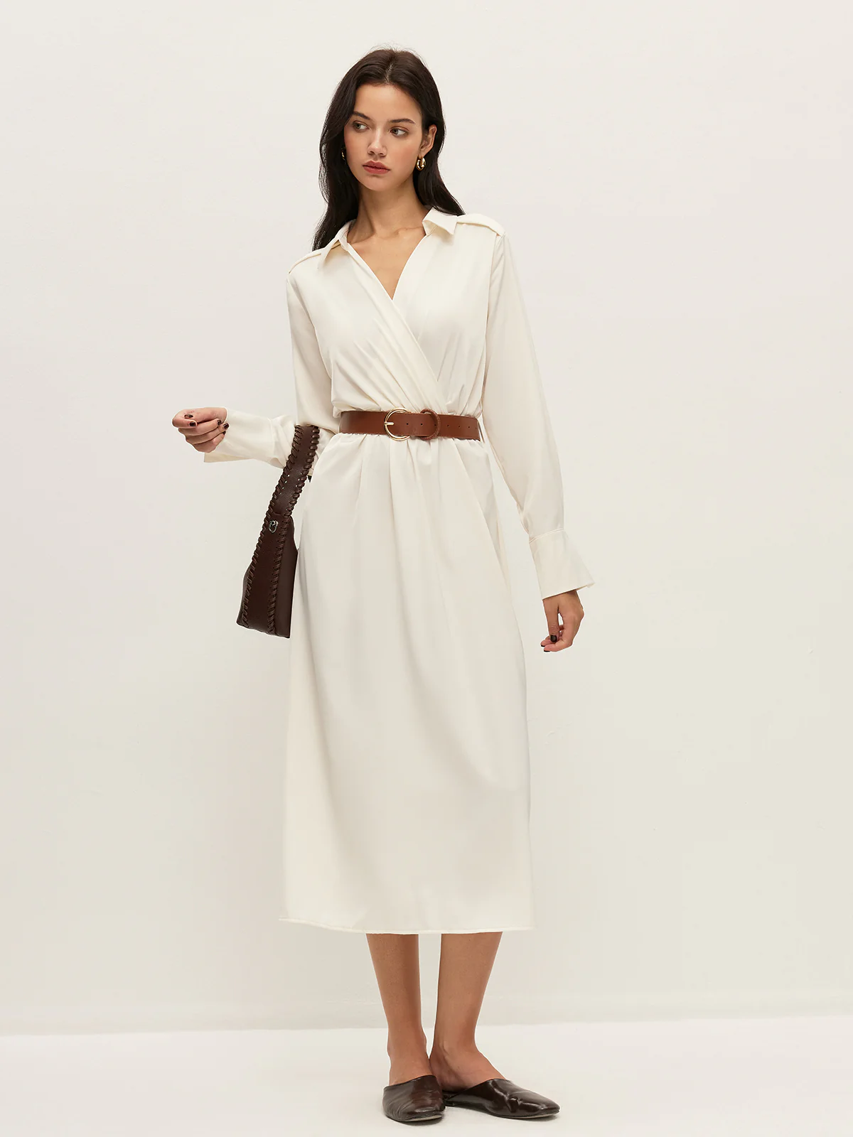 Belted Wrap-Style Shirt Dress - Image 5