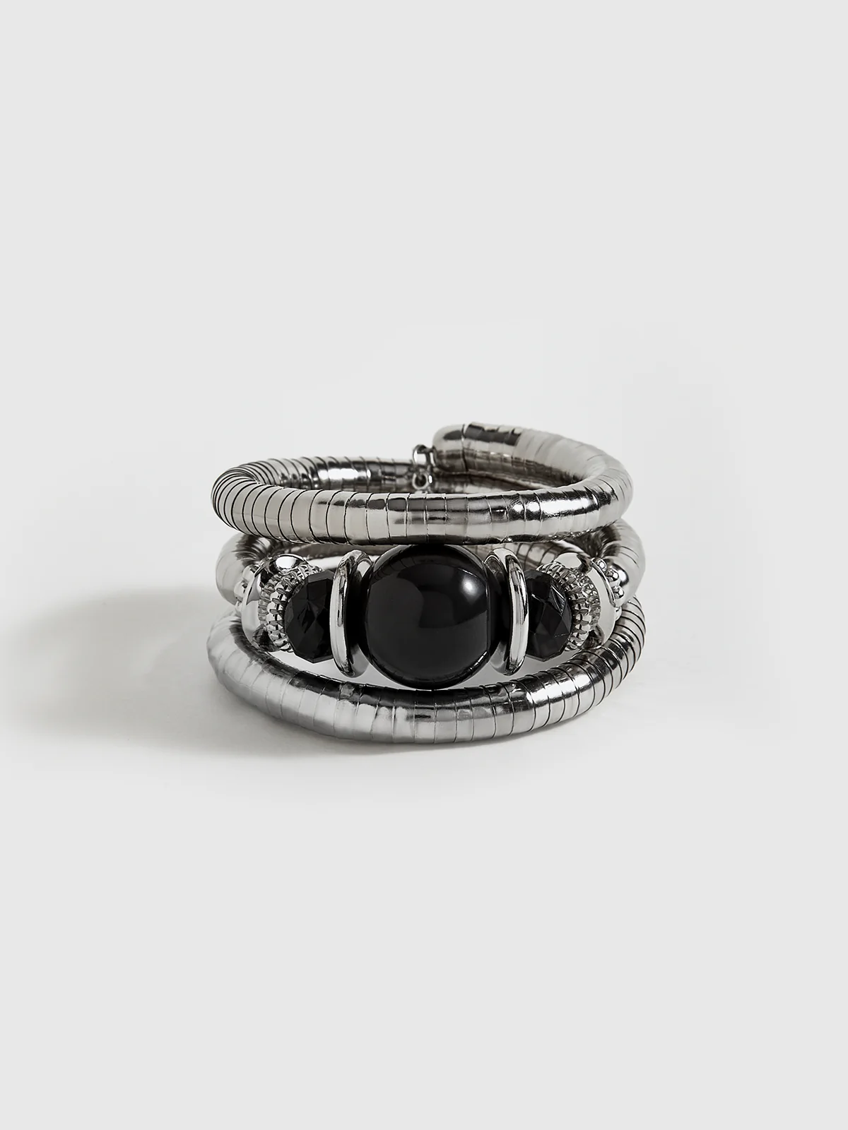 Black Agate Elastic Multi-Layered Bracelet