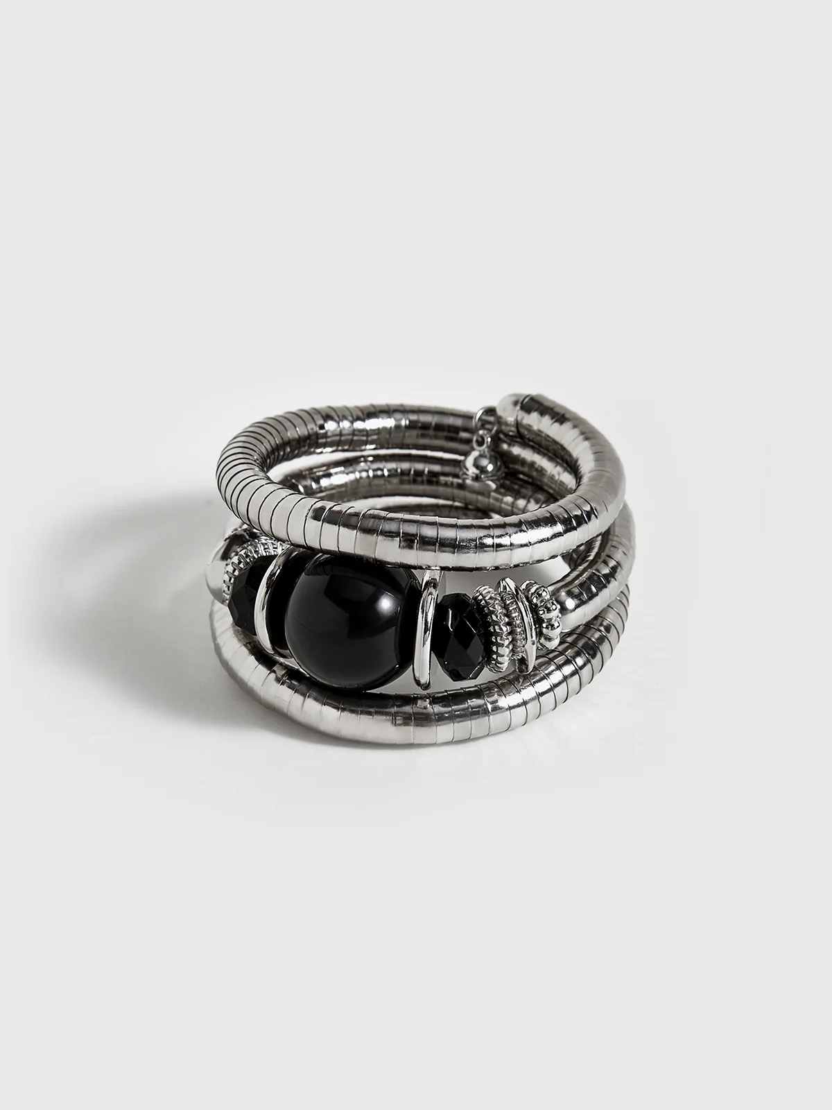 Black Agate Elastic Multi-Layered Bracelet - Image 2