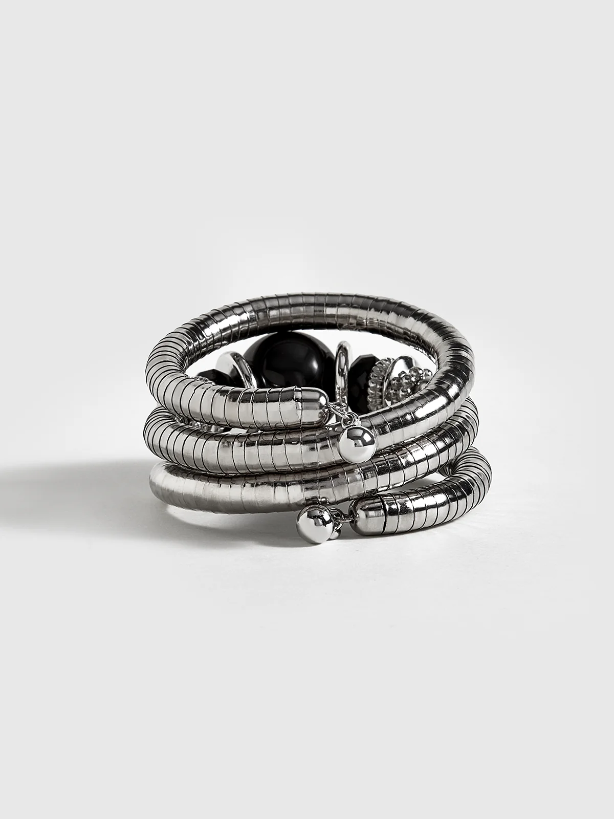 Black Agate Elastic Multi-Layered Bracelet - Image 3