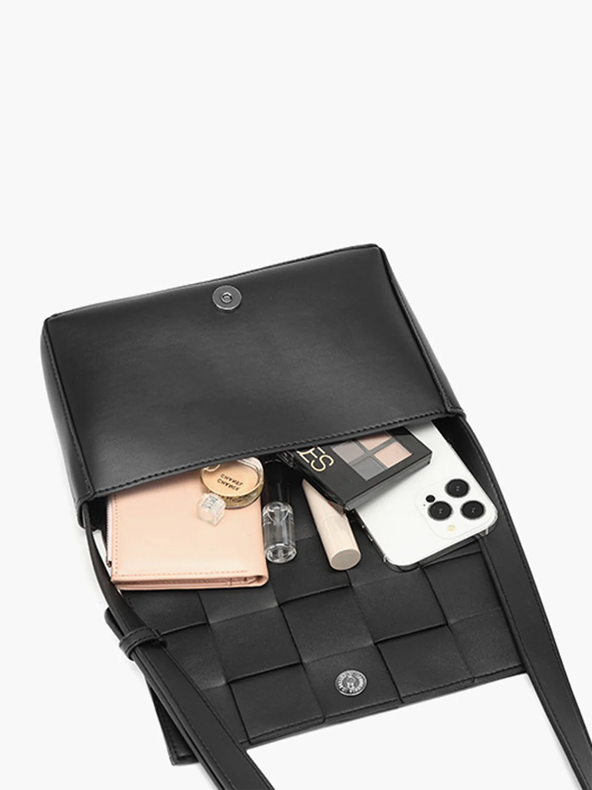 Black Woven Crossbody Bag - Image 4