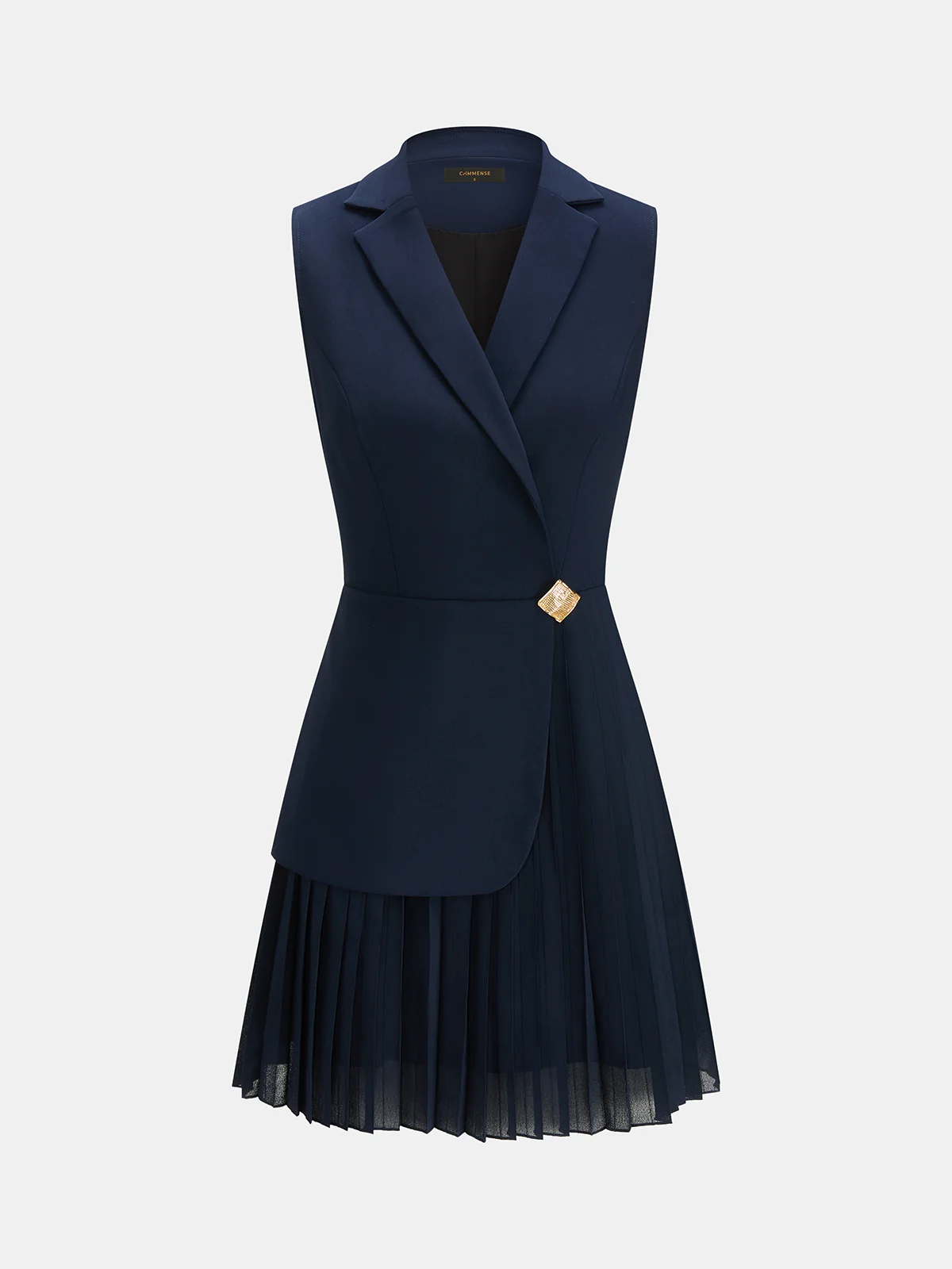 Blazer Style Pleated Mini Sleeveless Dress - Image 2