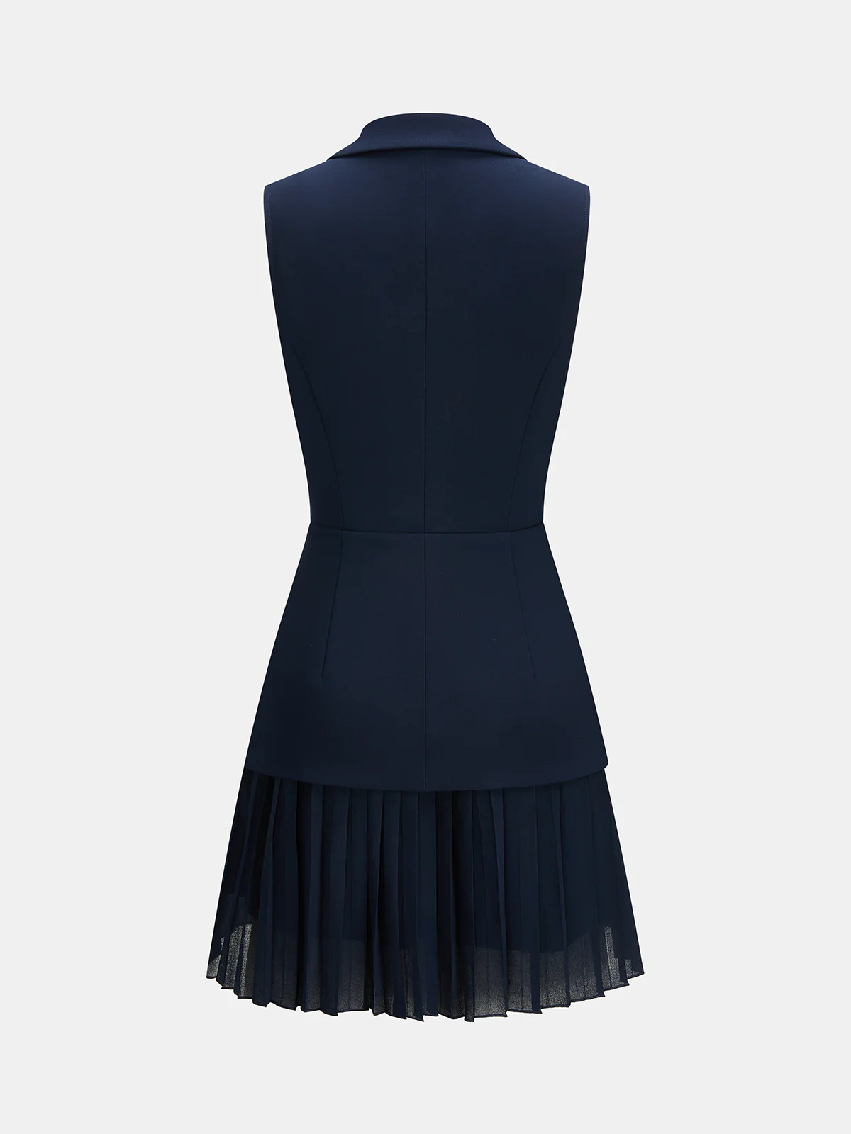 Blazer Style Pleated Mini Sleeveless Dress - Image 3