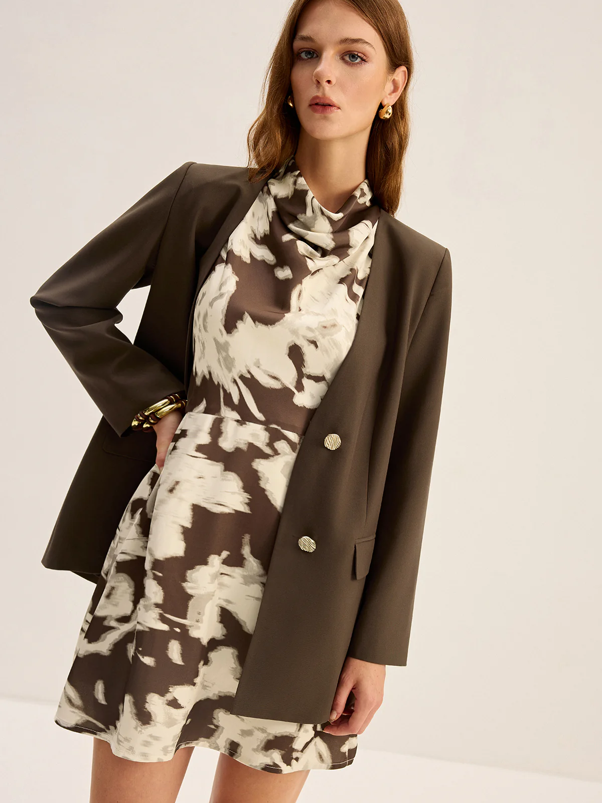 Blurry Print Cowl Neck Mini Dress - Image 2