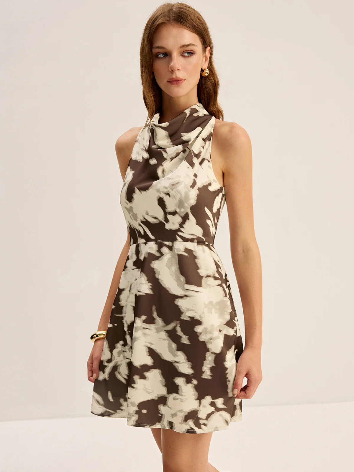 Blurry Print Cowl Neck Mini Dress - Image 4